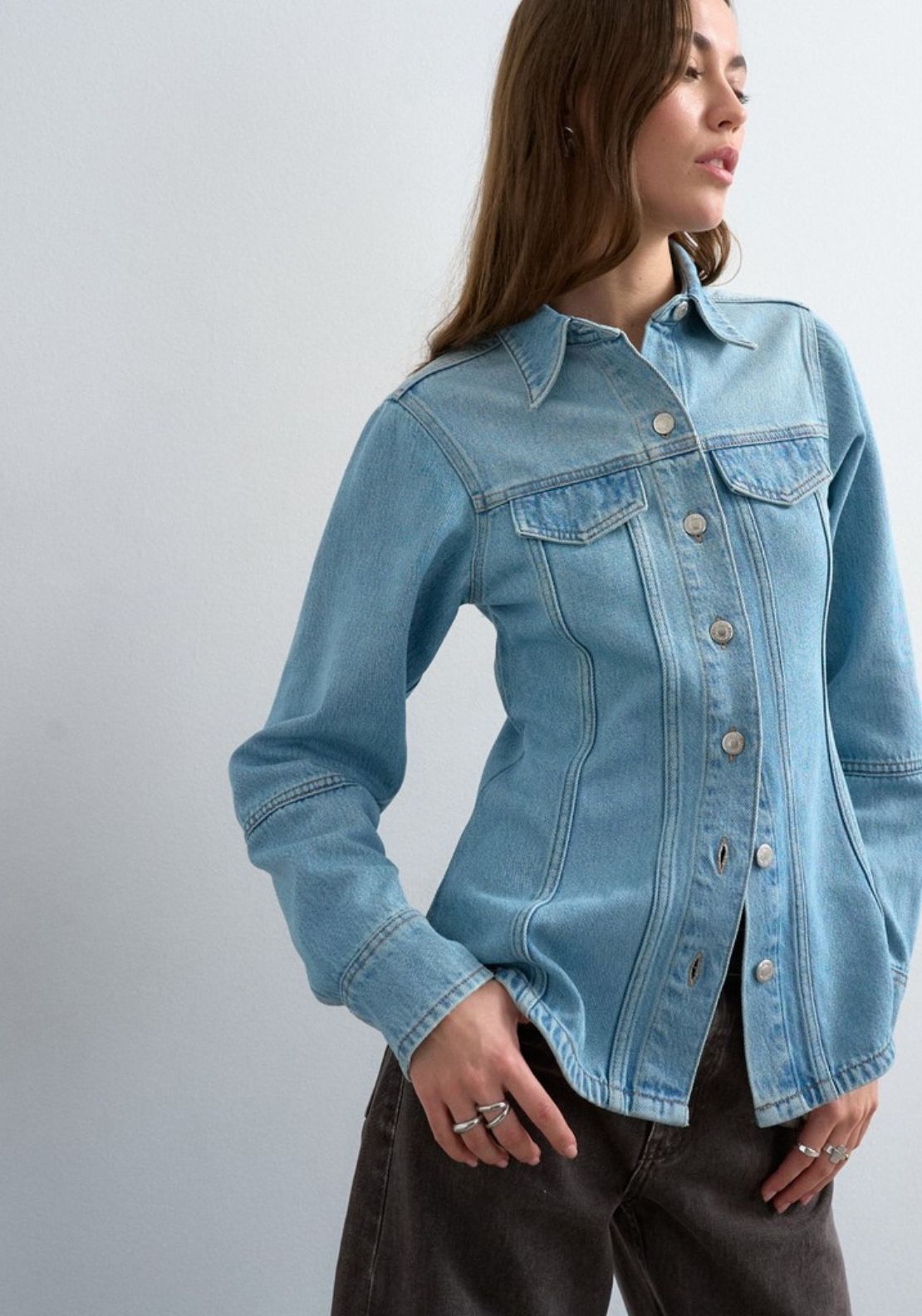 Eddy Long Sleeve Denim Shirt - Blue Denim