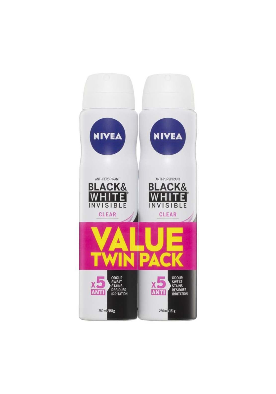 Nivea Black & White Spray Deodorant Twin Pack 1 Shaws Department Stores