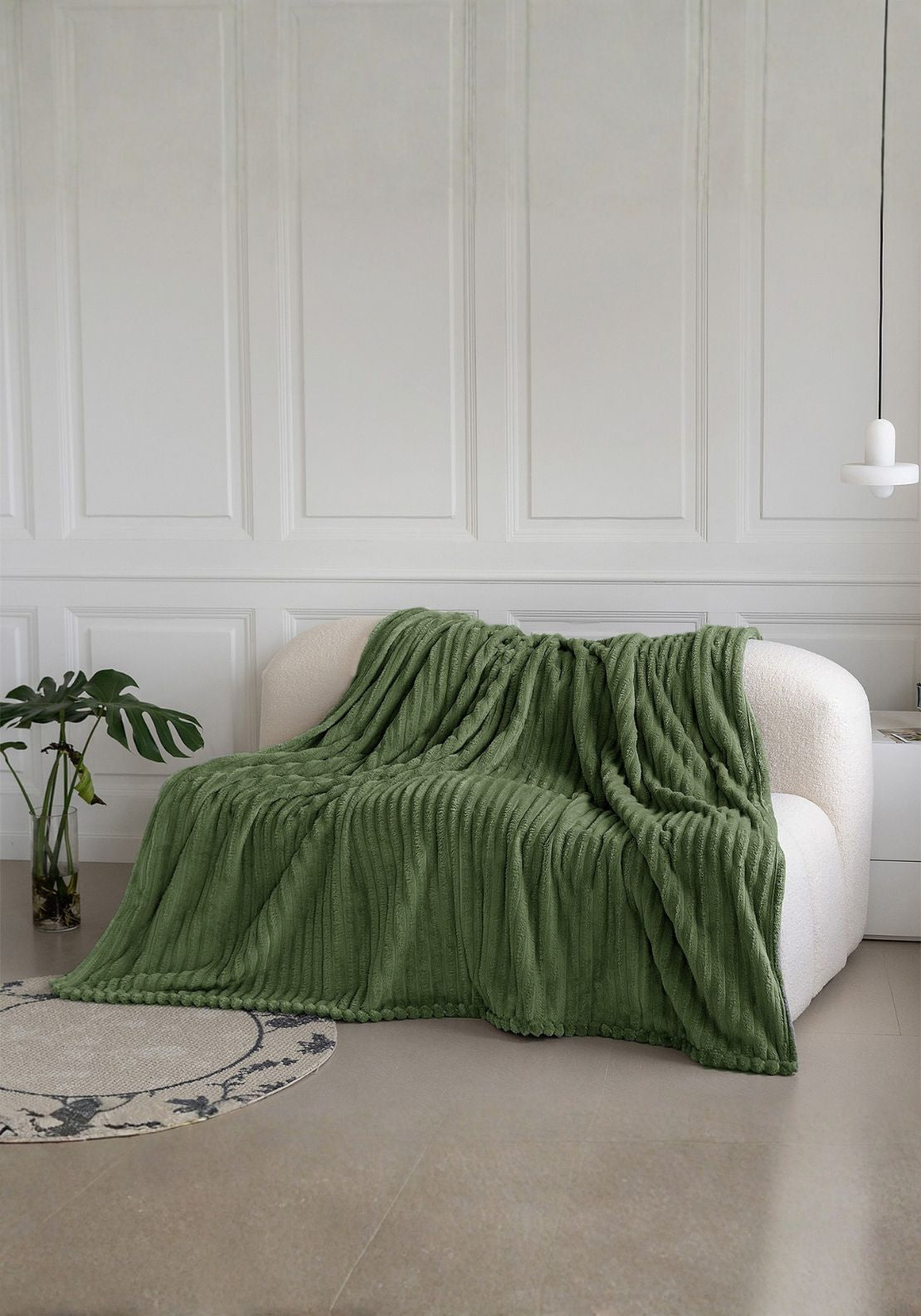 The Home Collection Plush Ribbed Throw - Olive 1 Shaws Department Stores