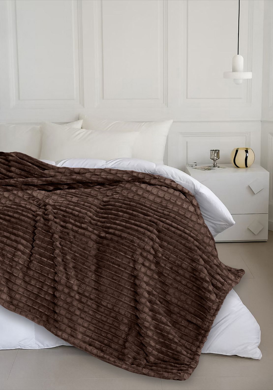 The Home Collection Plush Waffle Throw 150 x 200 cm - Brown 1 Shaws Department Stores