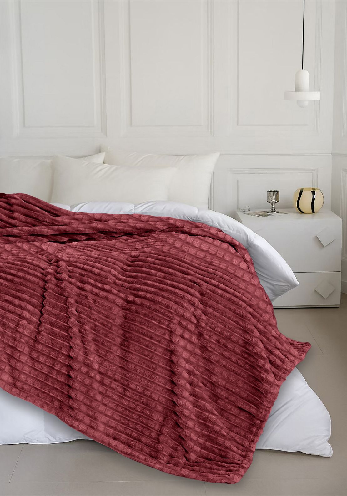 Plush Waffle Throw 150 x 200 cm - Wine