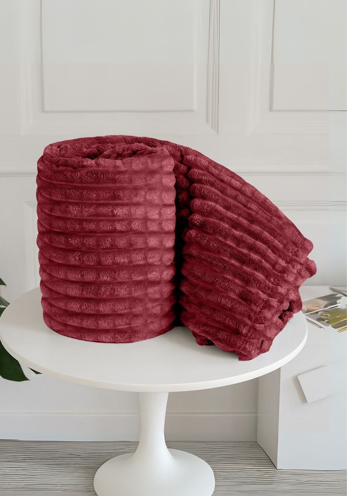 Plush Waffle Throw 150 x 200 cm - Wine