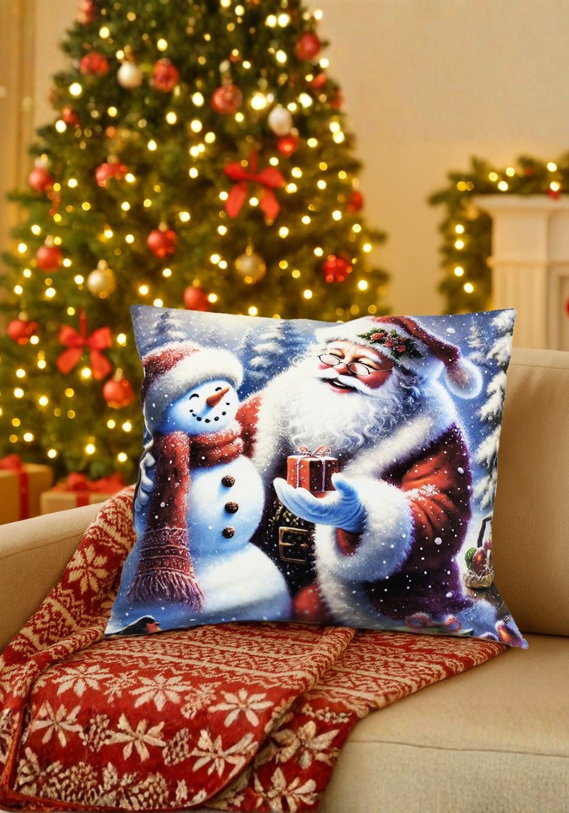The Home Collection Santa with Snowman Cushion - Multi 1 Shaws Department Stores