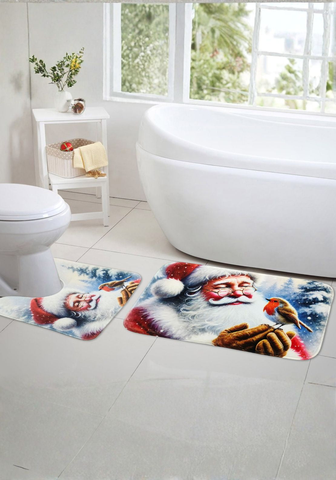 The Home Collection Floral Christmas Bath Set - Red 2 Shaws Department Stores