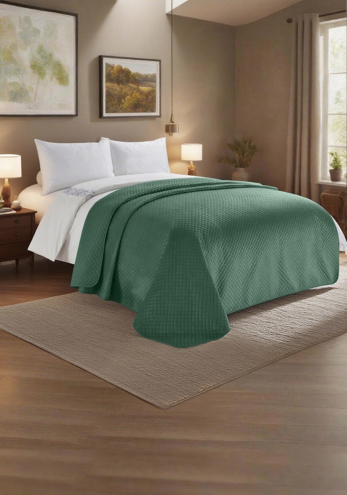 The Home Collection Quilted Velvet Pinsonic Throw - Green 1 Shaws Department Stores