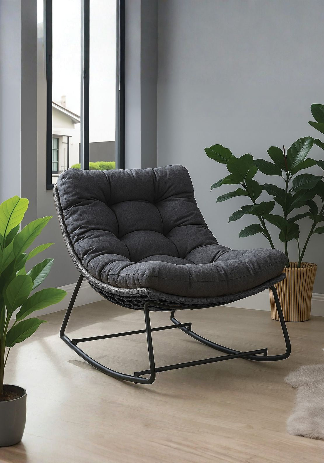 The Home Collection Rocking Rattan Chair - Grey 1 Shaws Department Stores