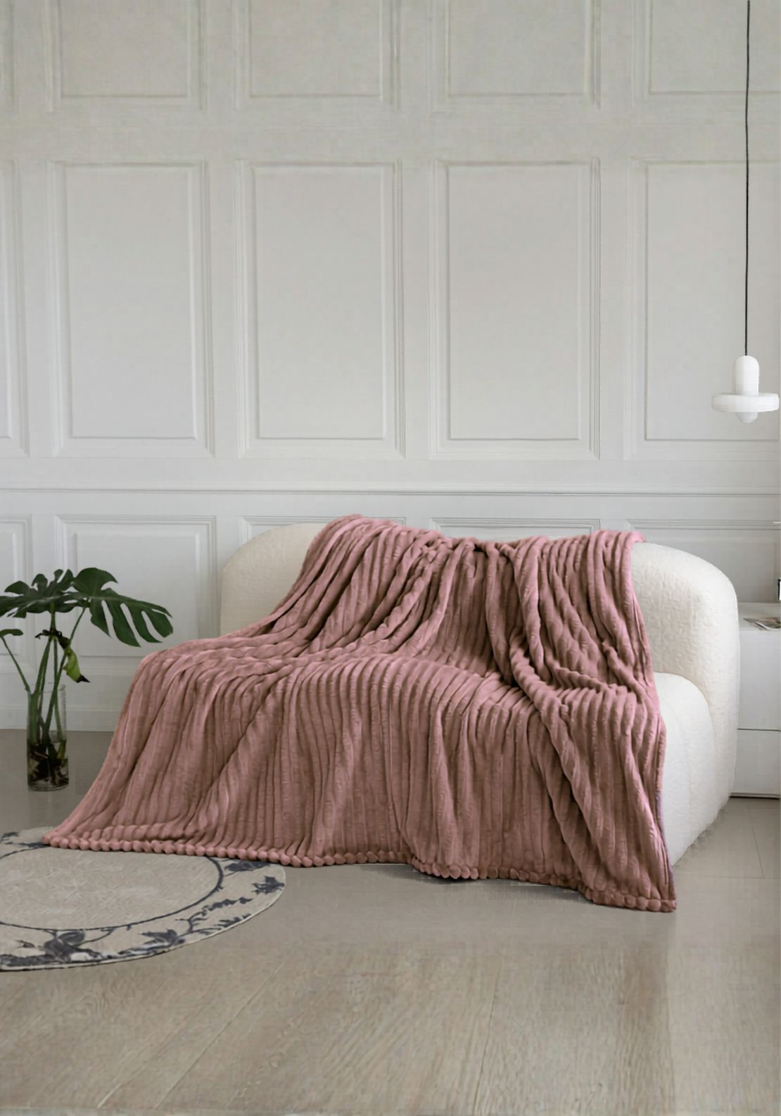 The Home Collection Plush Ribbed Throw - Pink 1 Shaws Department Stores