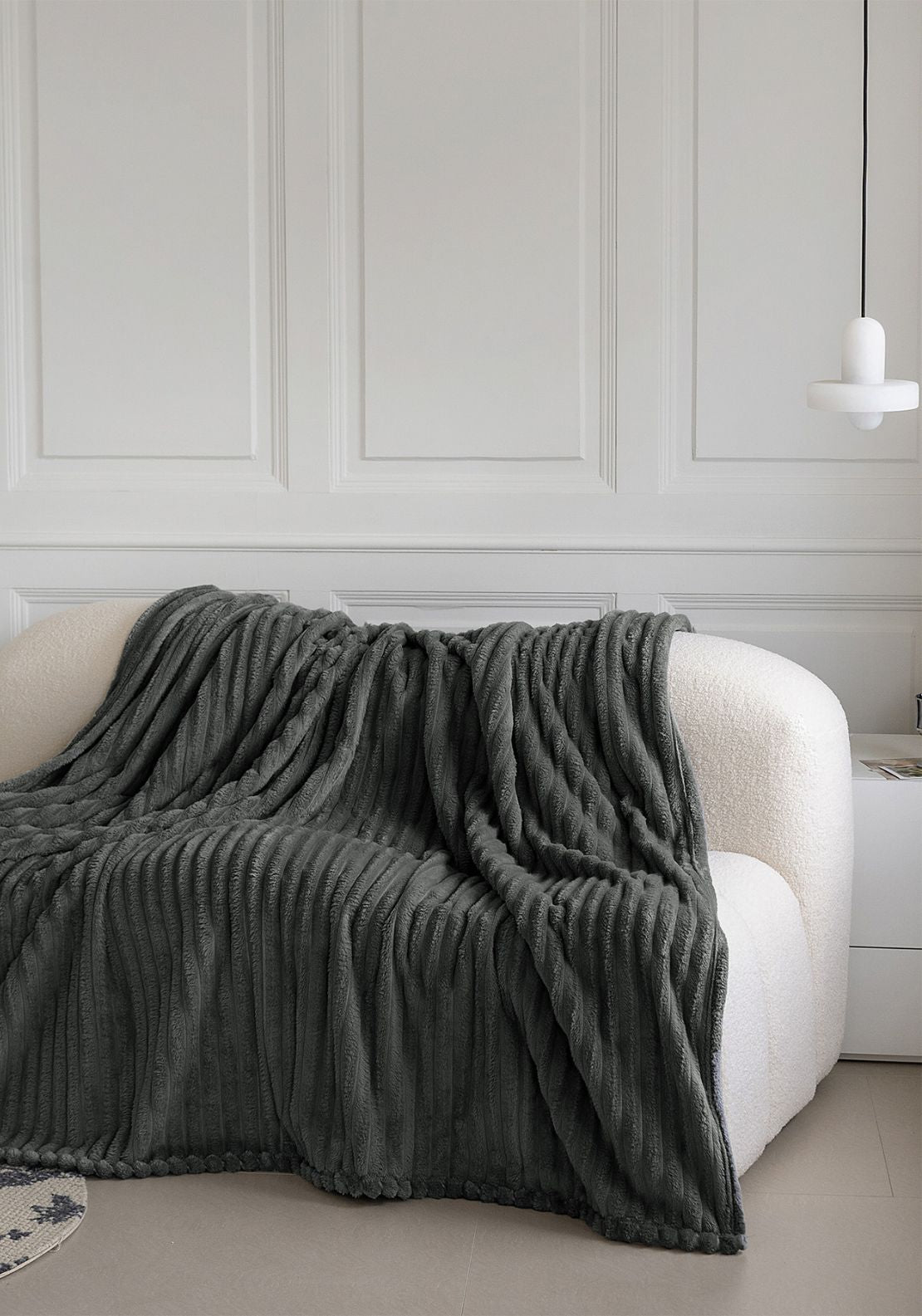 Ribbed Throw 220 x 240 cm - Grey