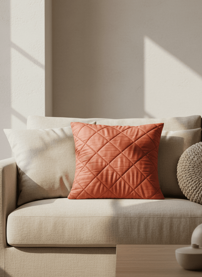 The Home Collection Velvet Pinsonic Cushion - Orange 1 Shaws Department Stores