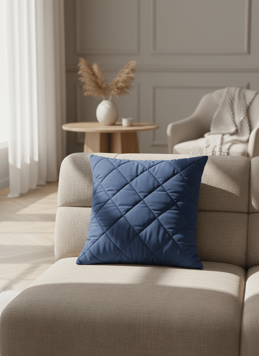 The Home Collection Velvet Pinsonic Cushion - Blue 1 Shaws Department Stores