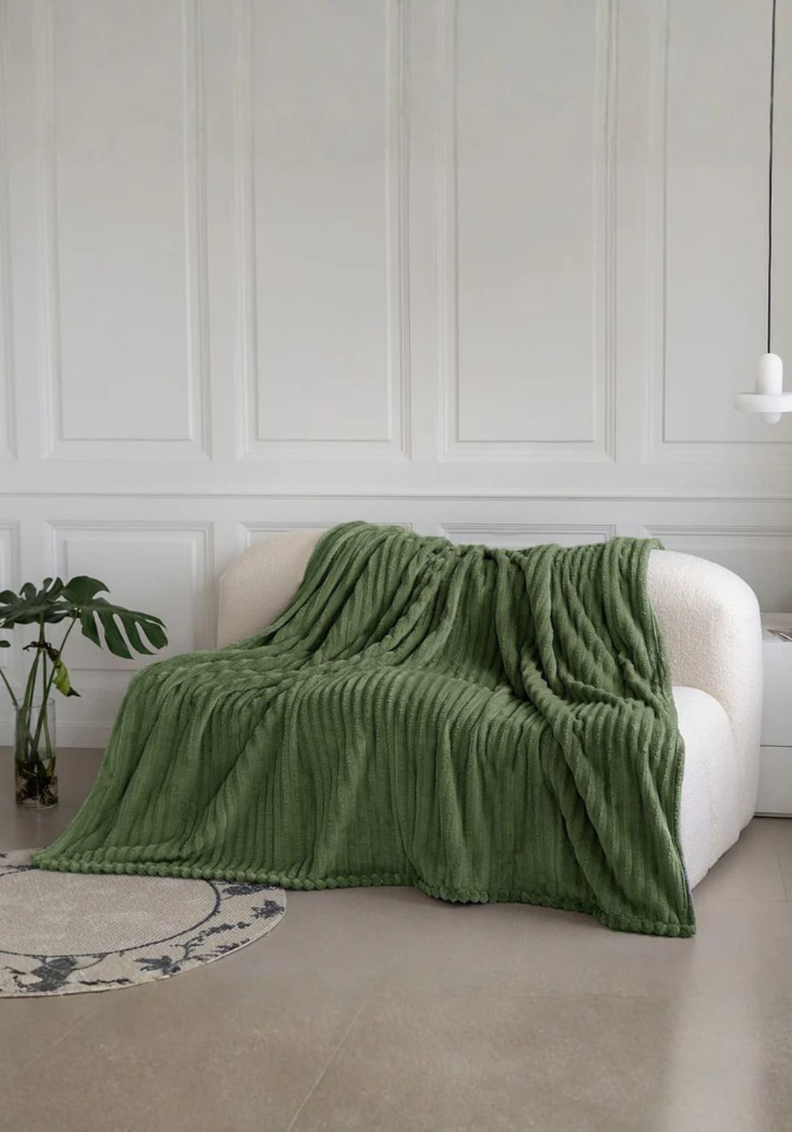 The Home Collection Chunky Ribbed Throw 150 x 200cm - Green 1 Shaws Department Stores