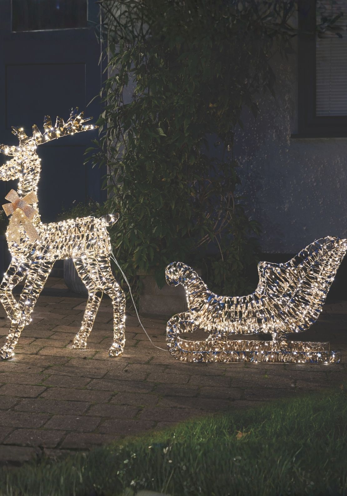 The Home Christmas LED Reindeer & Sleigh - Gold 2 Shaws Department Stores