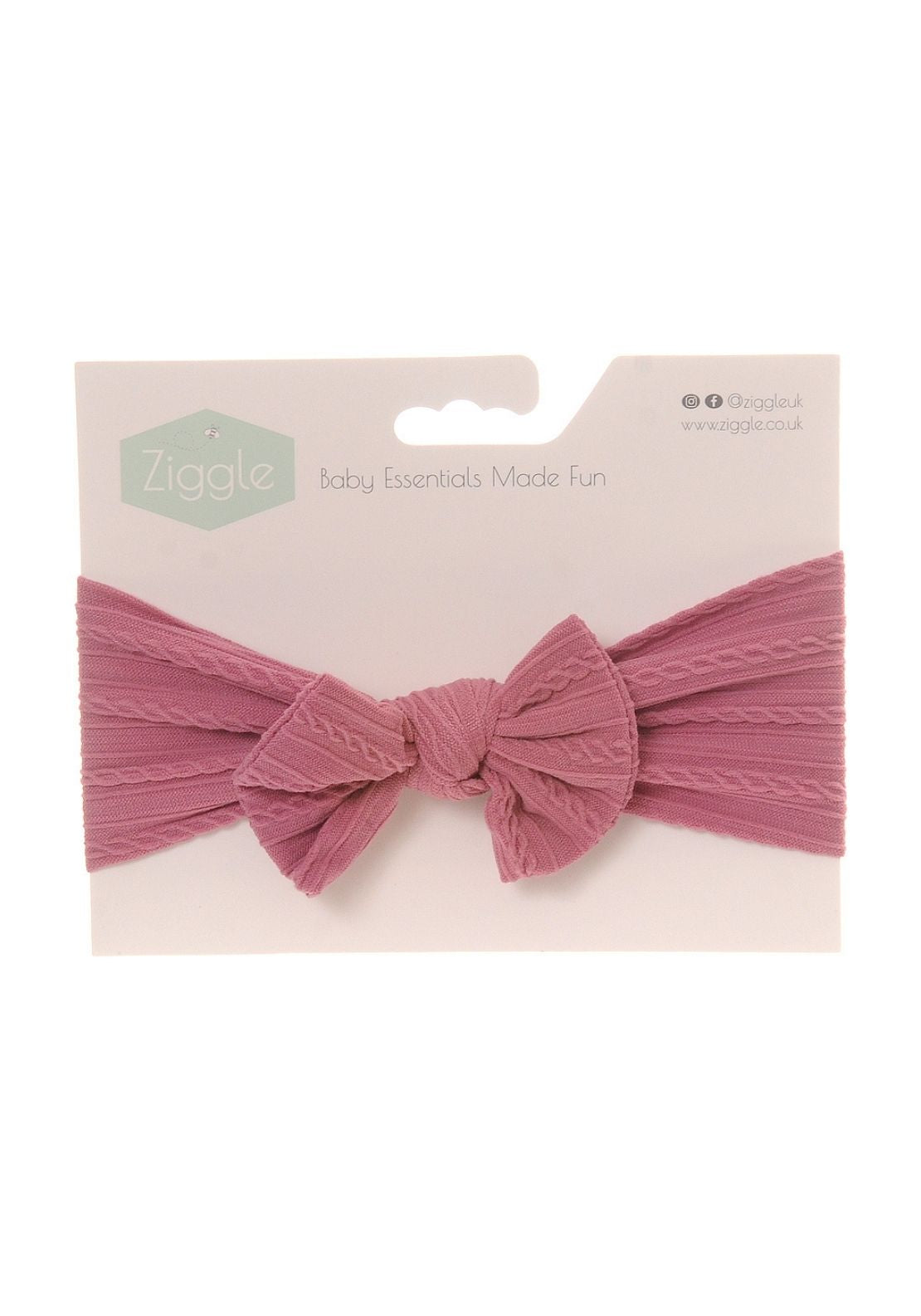 Ziggle Plain Bow Turban Headband - Mauve 1 Shaws Department Stores