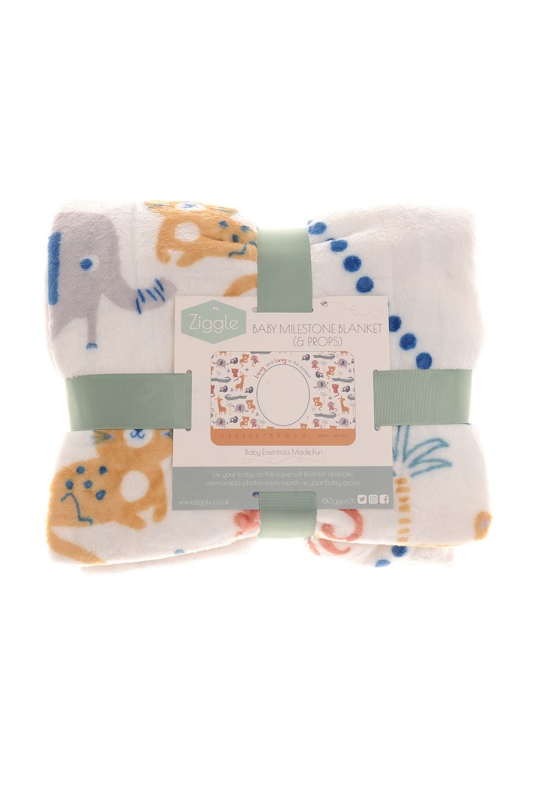 Ziggle Safari Print Milstone Blanket - Multicolour 1 Shaws Department Stores
