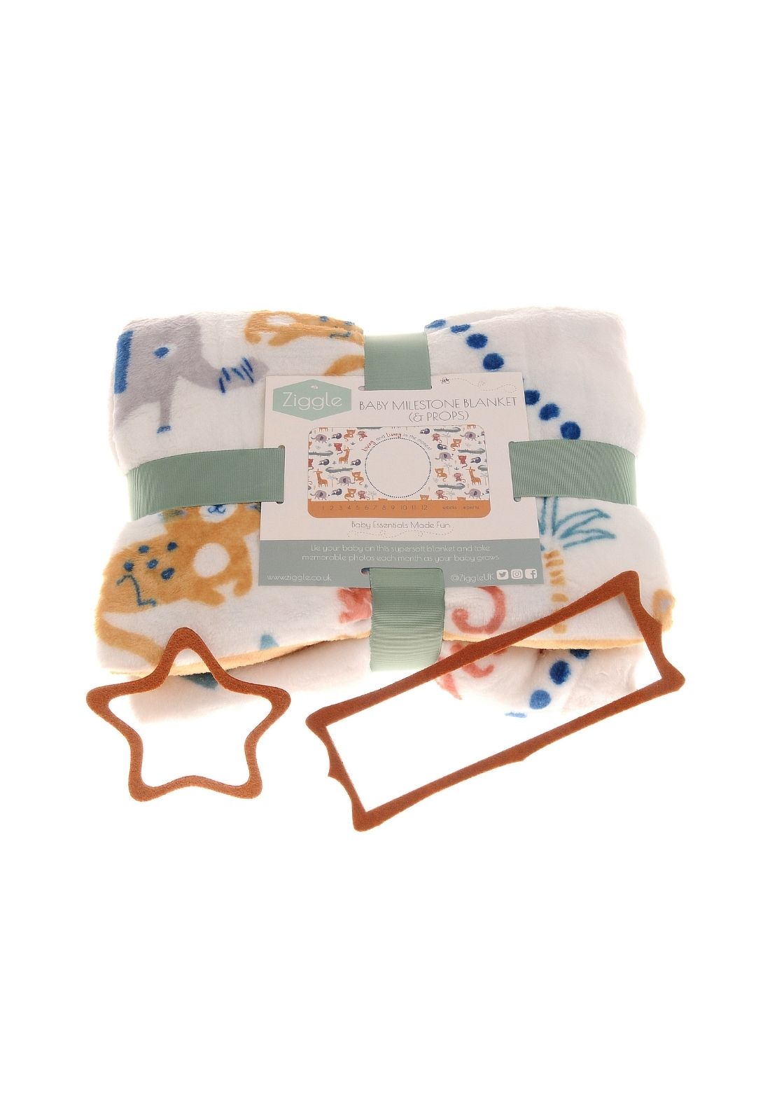 Ziggle Safari Print Milstone Blanket - Multicolour 2 Shaws Department Stores