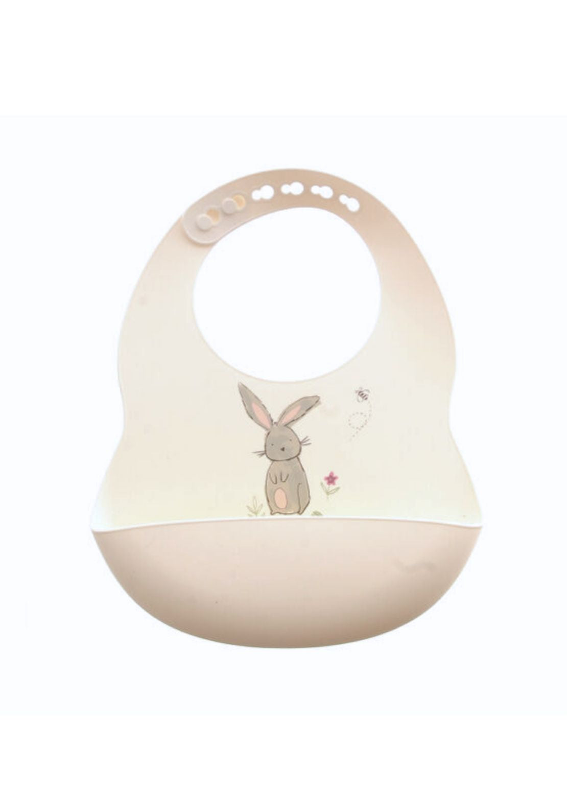 Silicone Bunny Print Bib - Pink