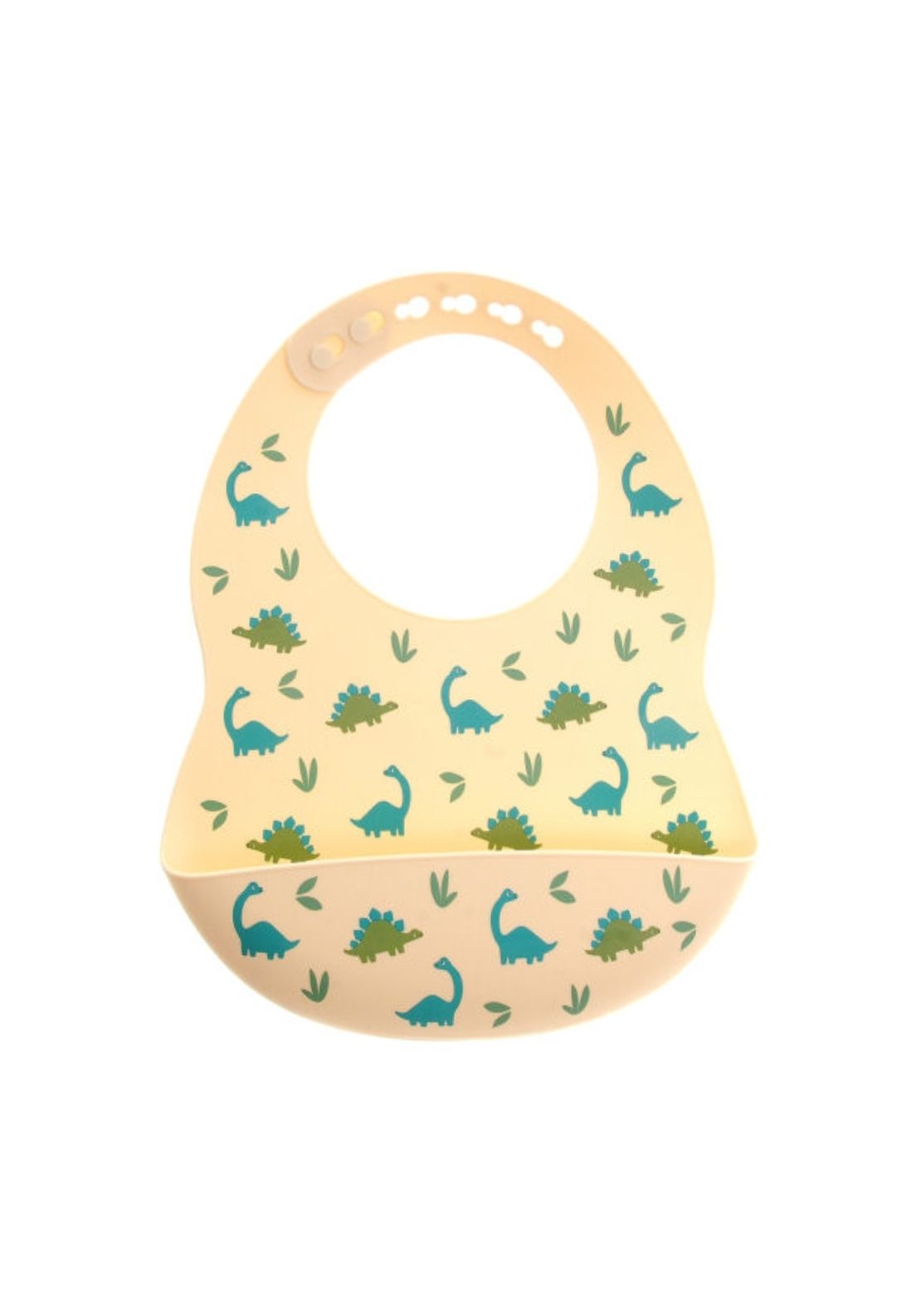 Silicone Dinosaur Print Bib - Blue