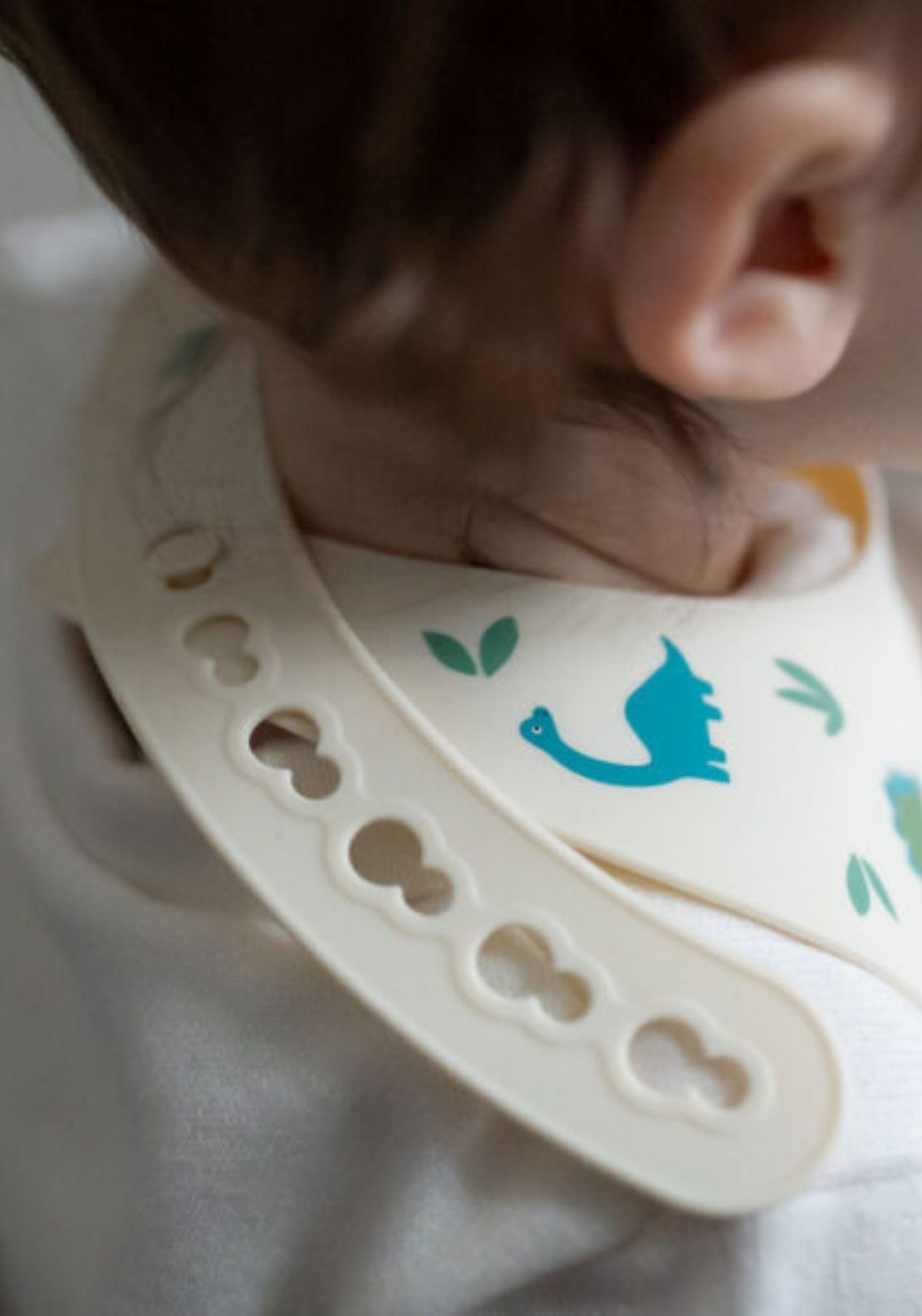 Silicone Dinosaur Print Bib - Blue
