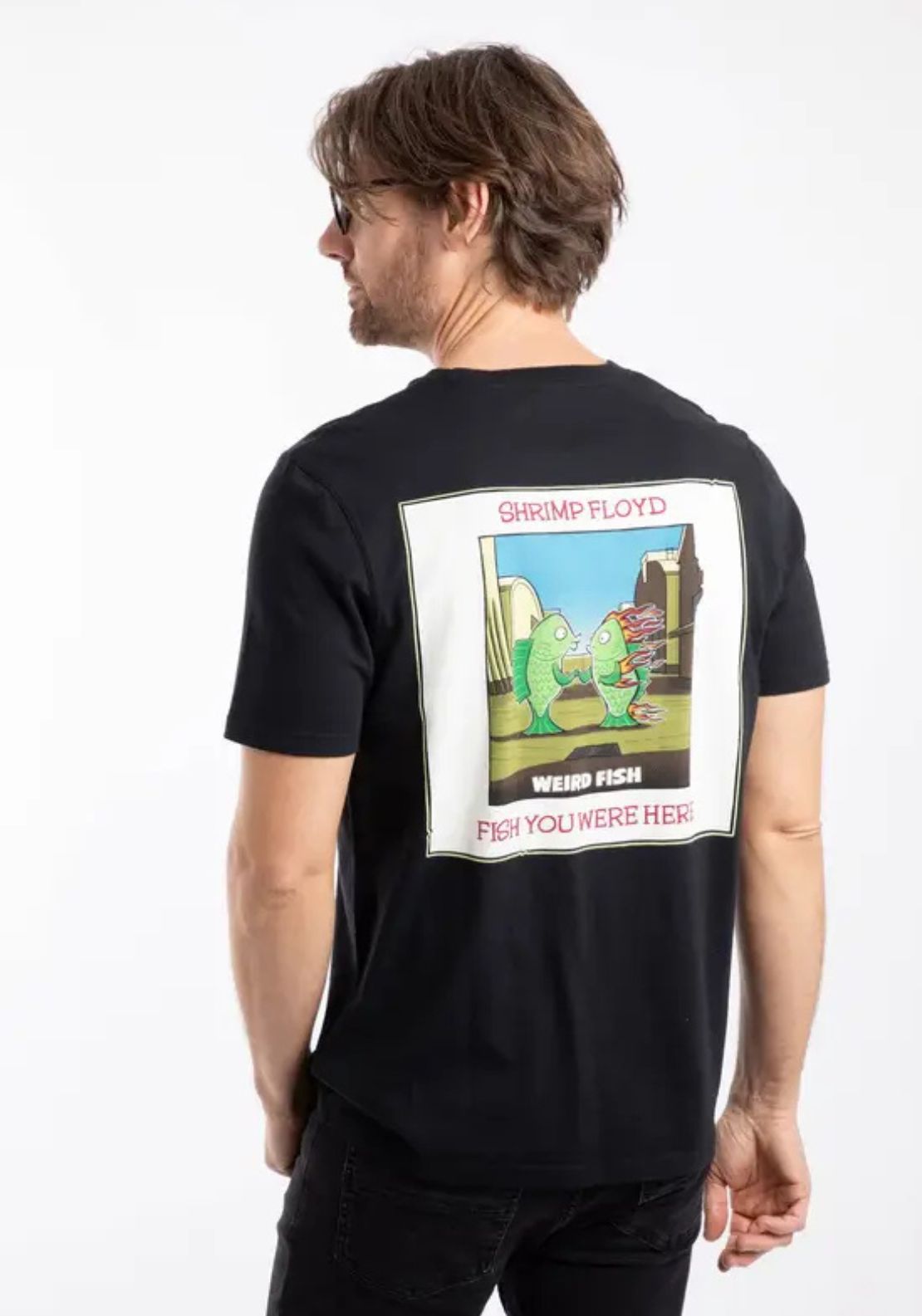 Weird Fish 100% Cotton Fish You Were Here Back Print Artist T-shirt - Black 2 Shaws Department Stores