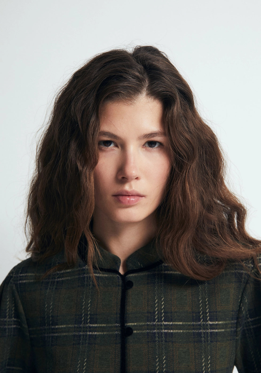 Cropped Check Jacket - Green