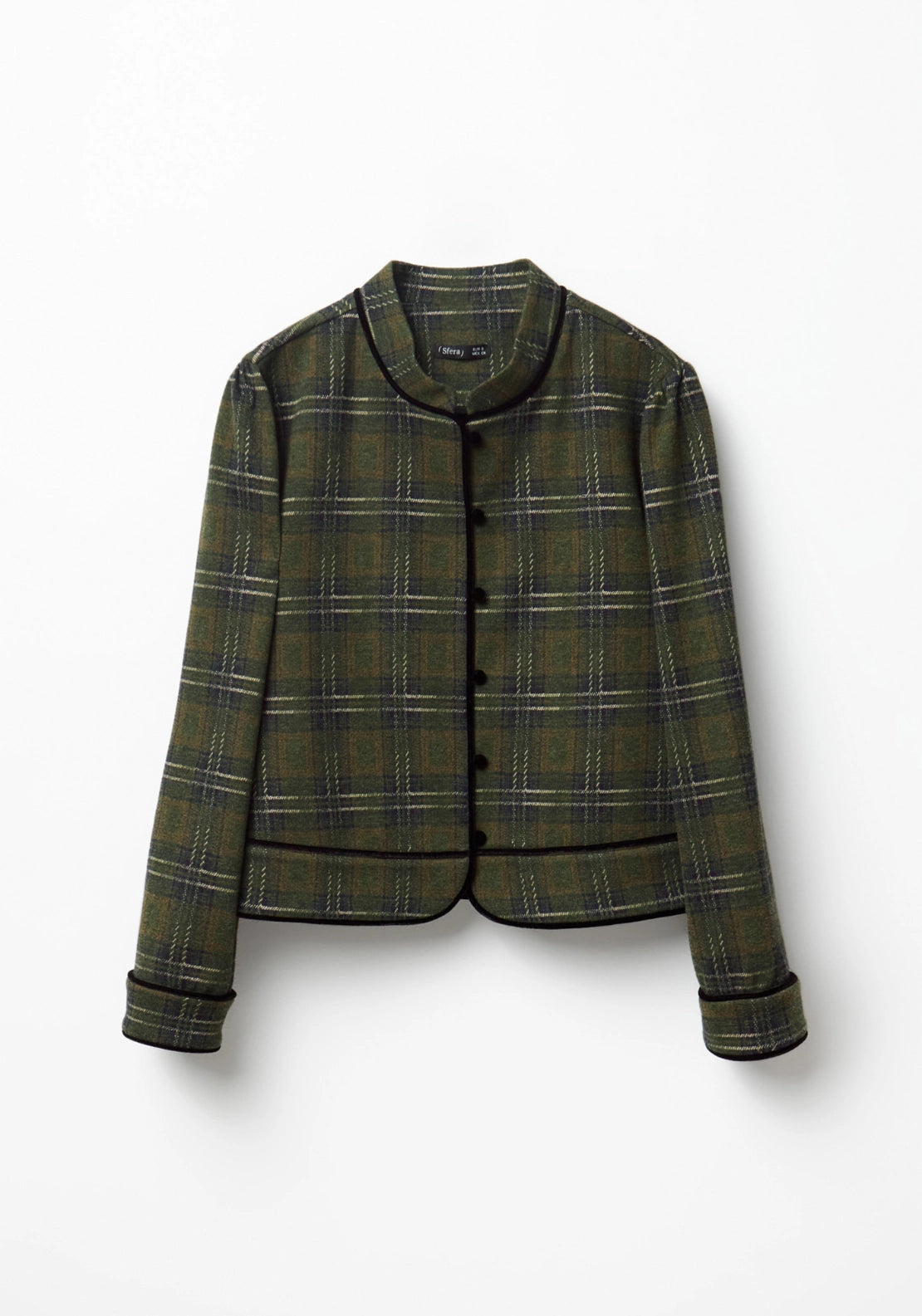 Cropped Check Jacket - Green