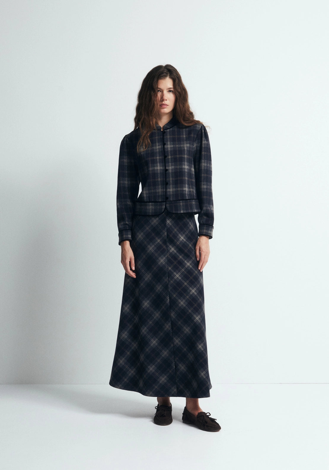 Check Scarf Skirt - Blue
