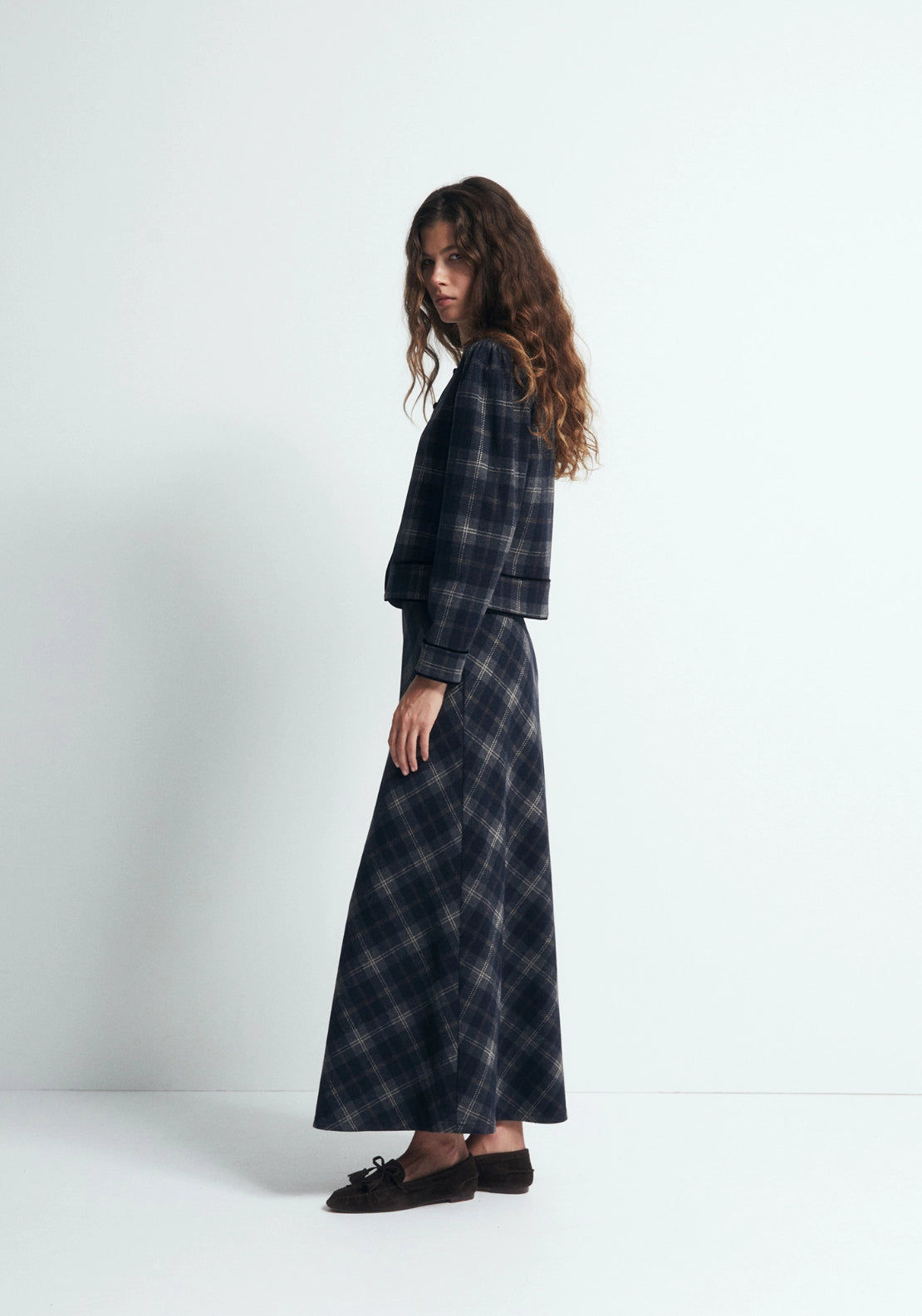 Check Scarf Skirt - Blue
