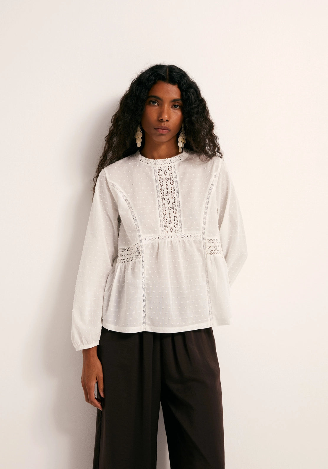 Swiss Dot Shirt - White