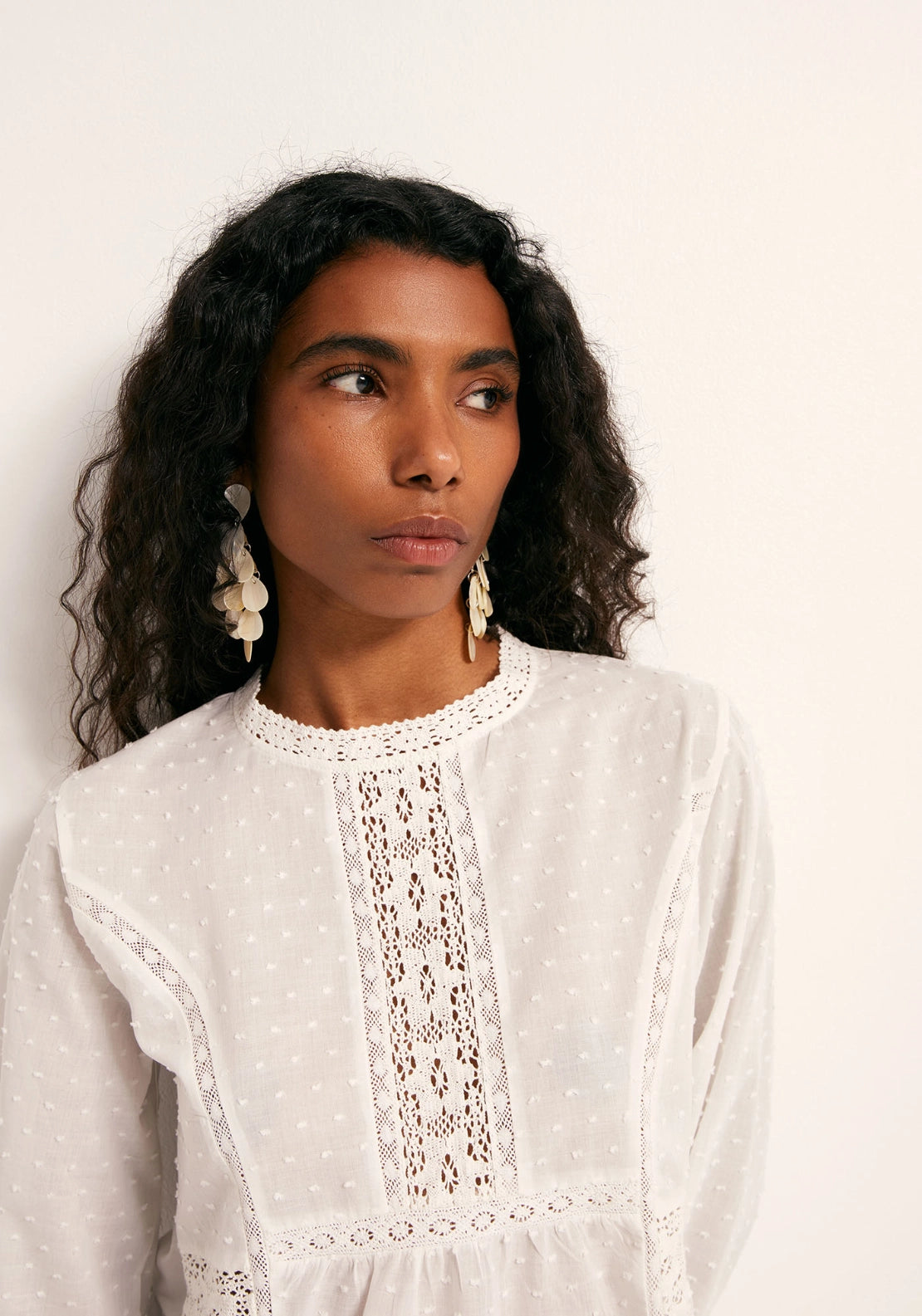 Swiss Dot Shirt - White