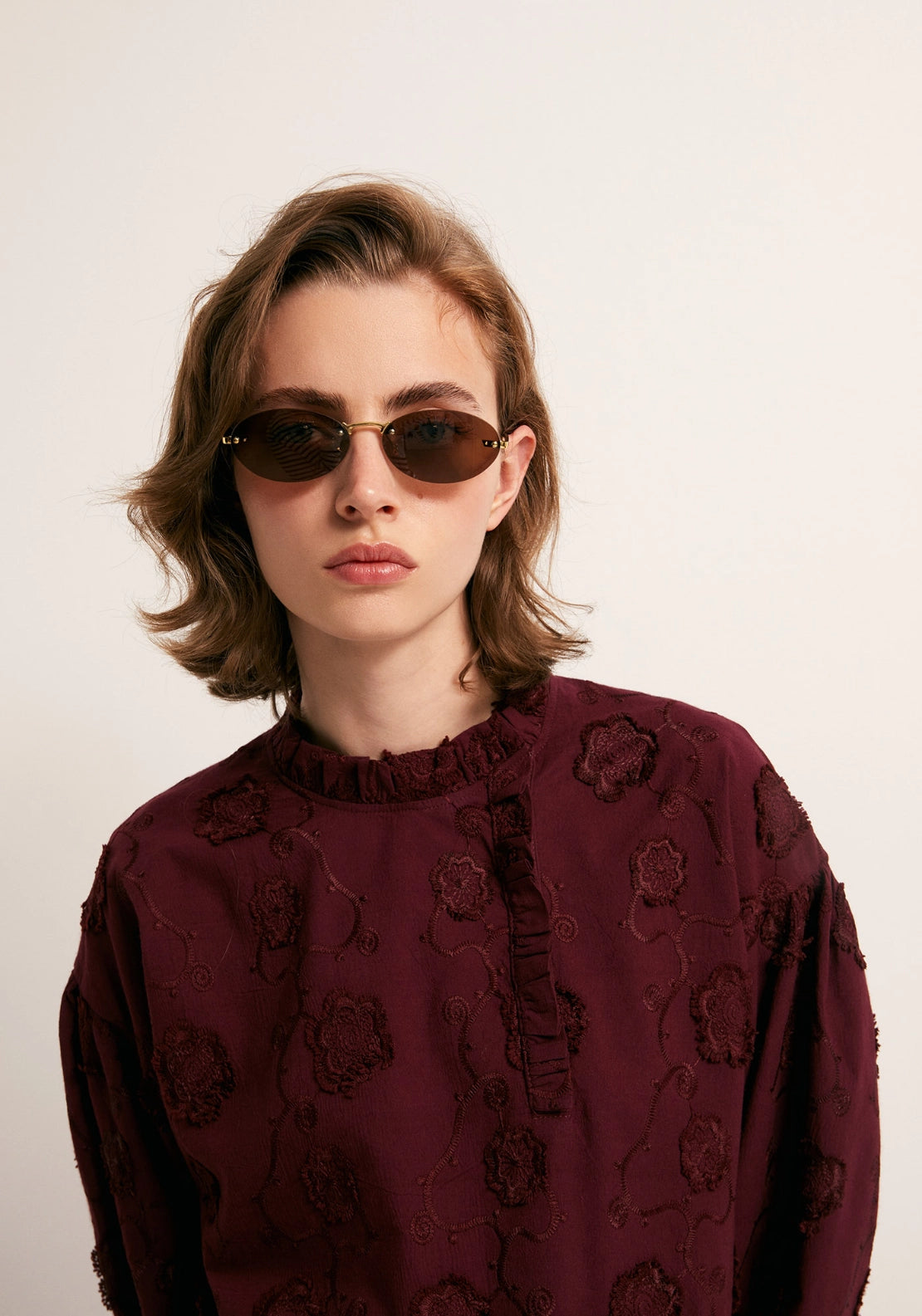 Embroidered Flower Top - Red