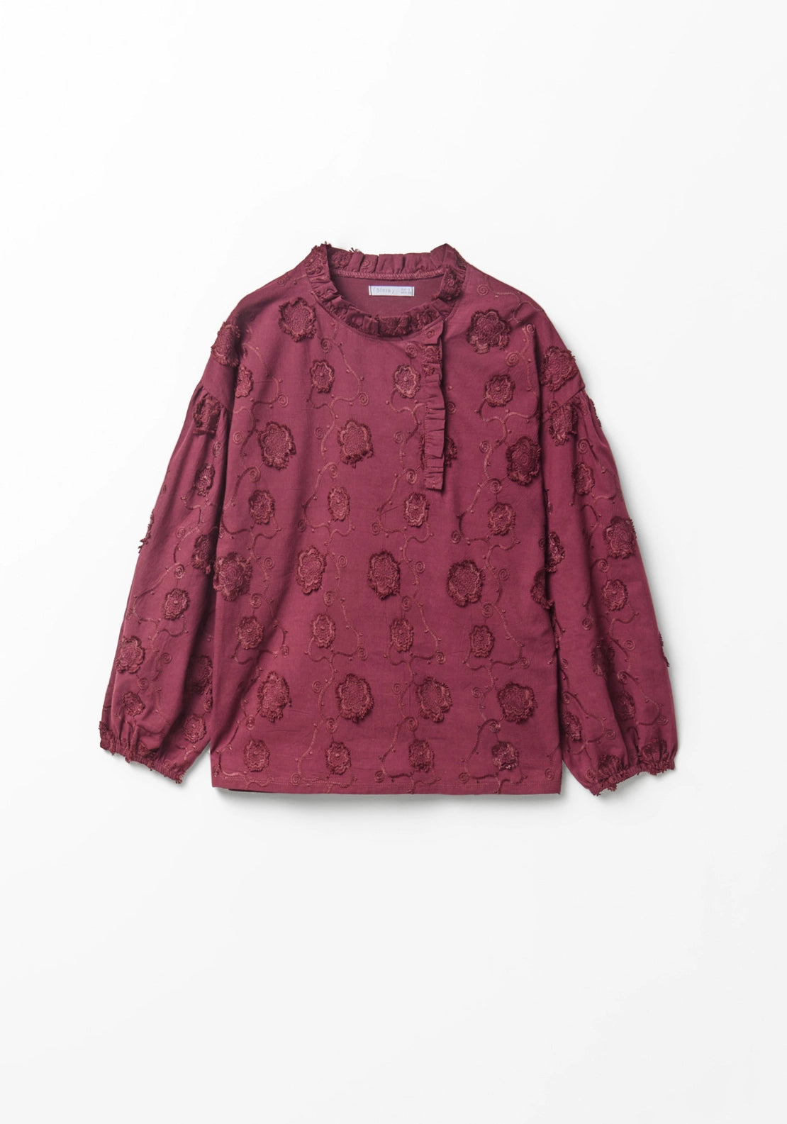 Embroidered Flower Top - Red