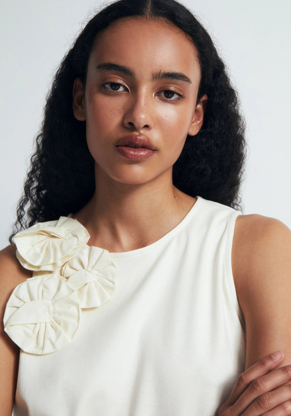 Floral Detail Top - Cream