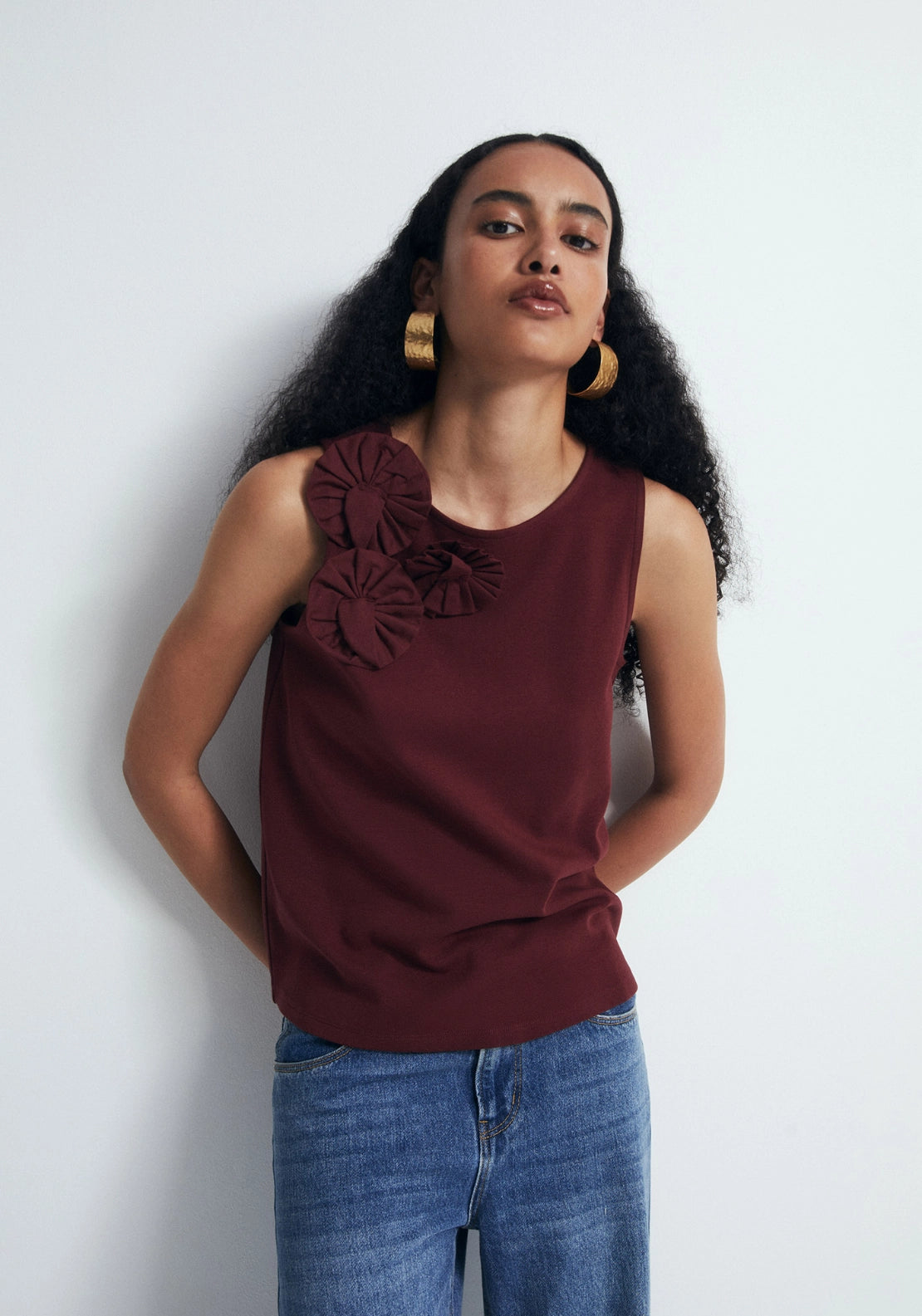 Floral Detail Top - Red