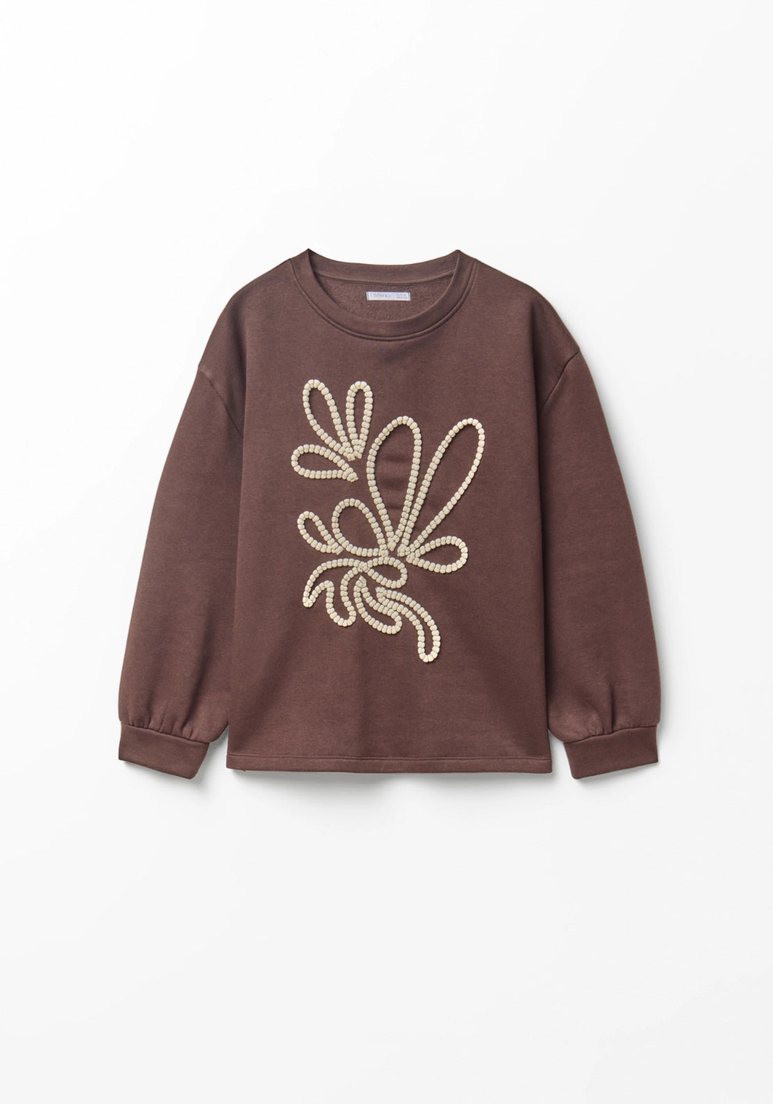 Embroidered Detail Sweatshirt - Brown
