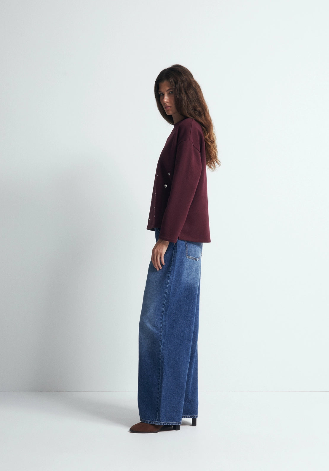 Embroidered Detail Sweatshirt - Eggplant