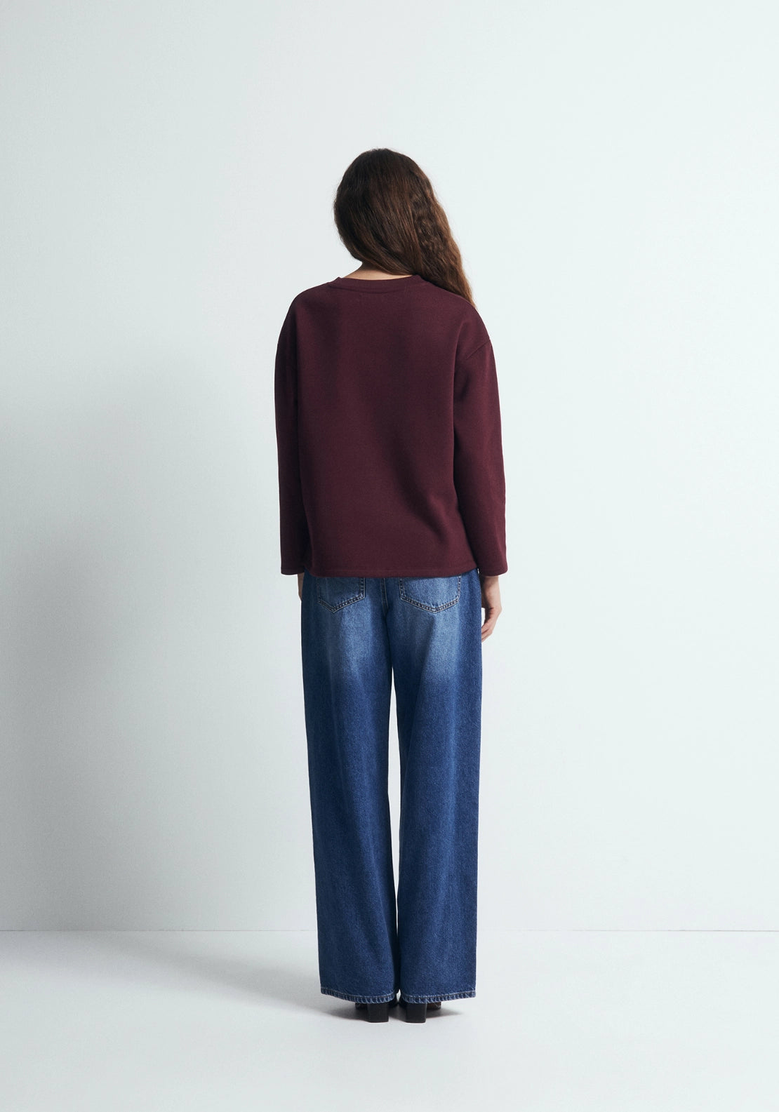 Embroidered Detail Sweatshirt - Eggplant
