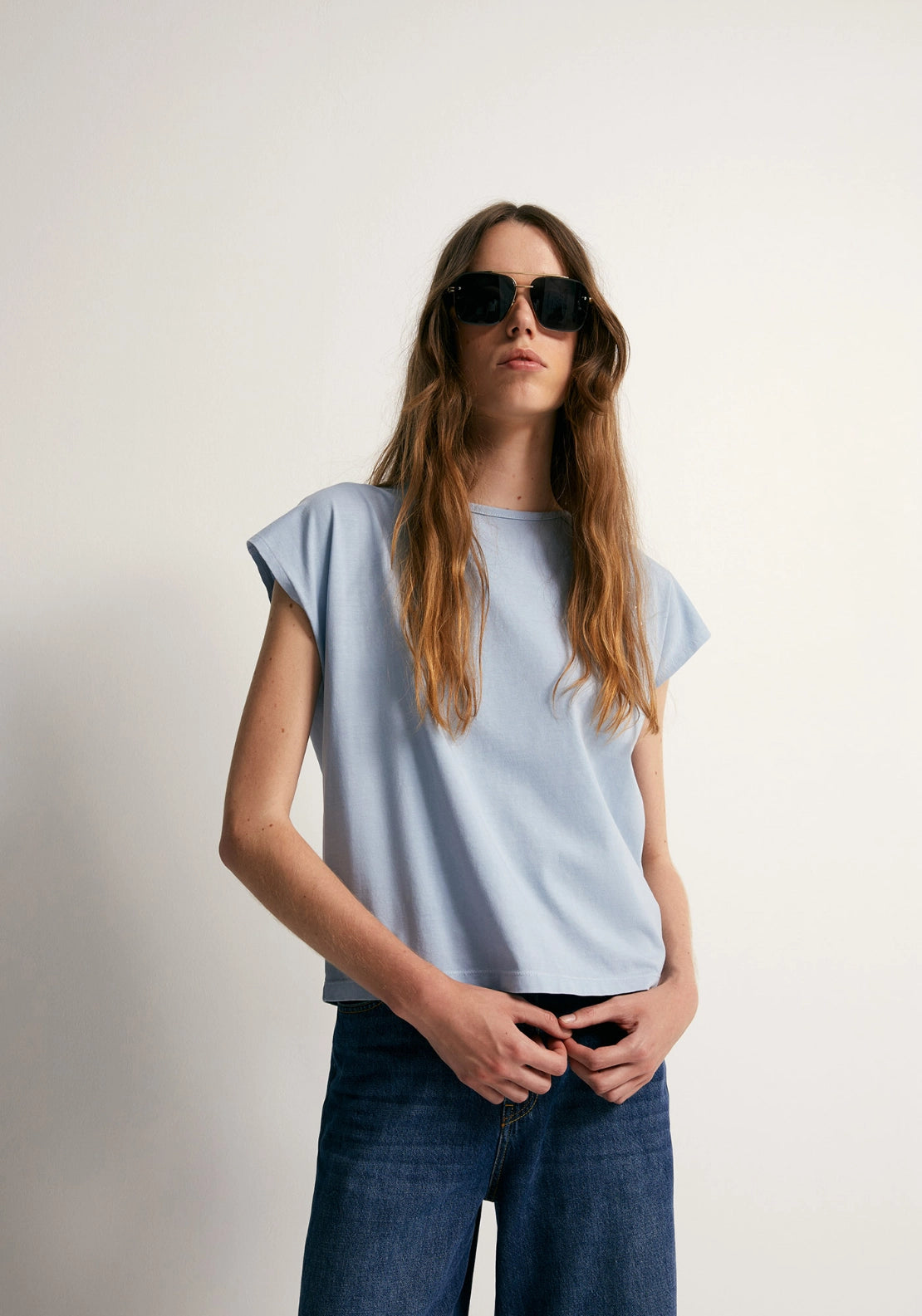 Short Sleeve Stud T-Shirt - Blue