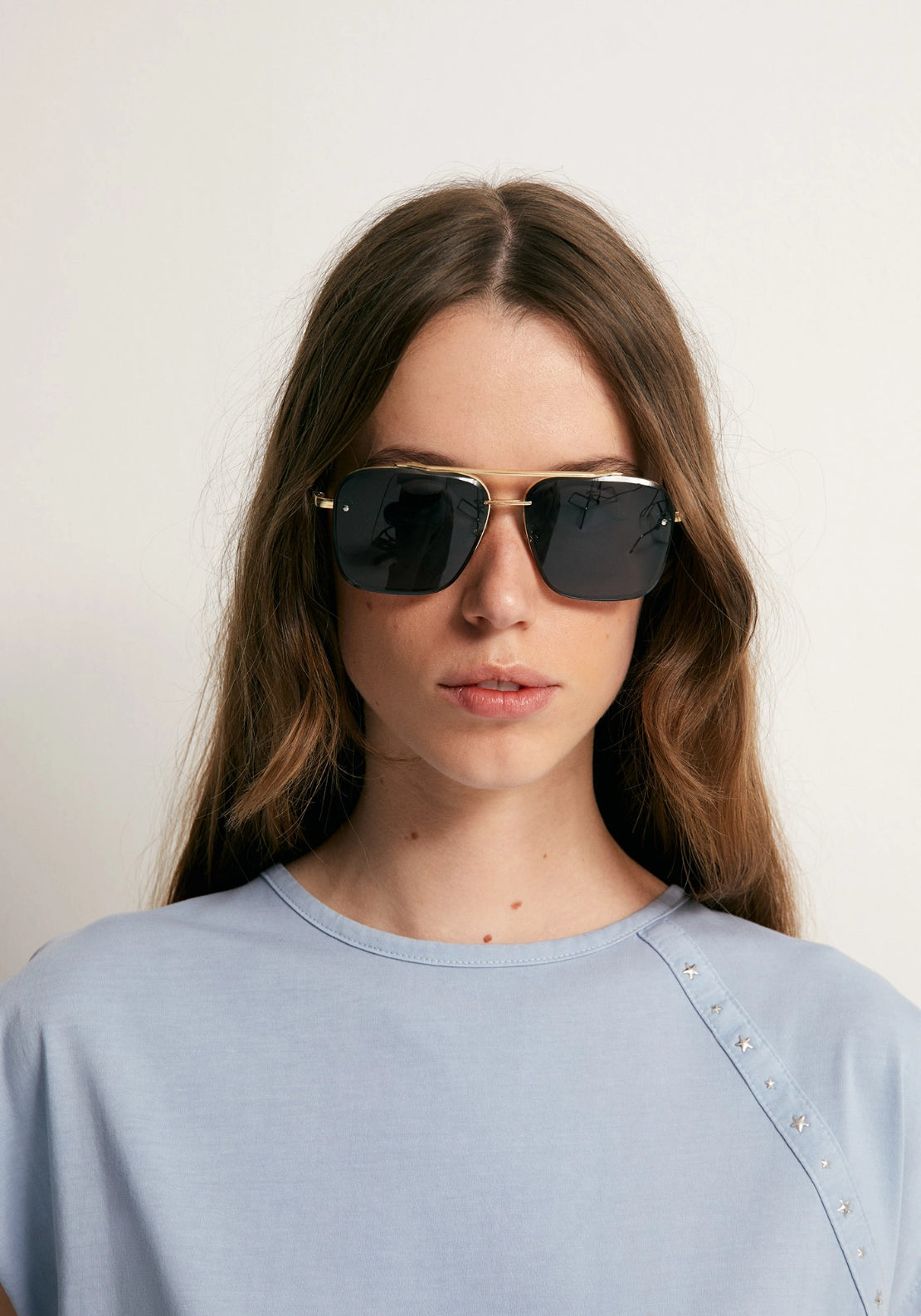Short Sleeve Stud T-Shirt - Blue