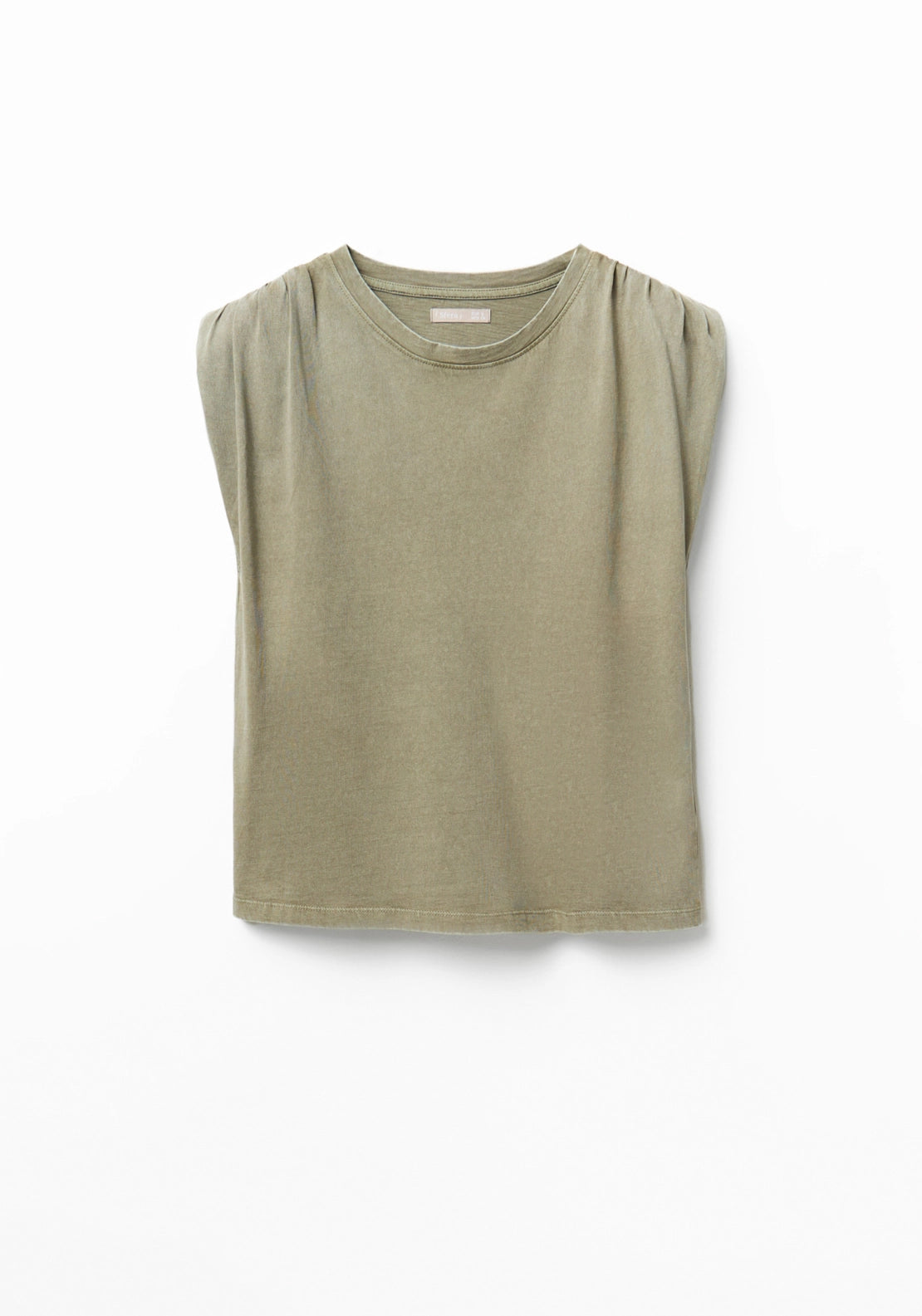Faded Ruched Shoulder Top - Beige
