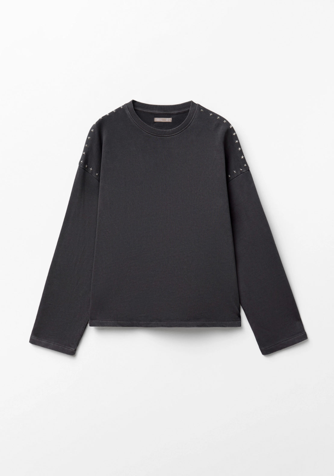 Studded Shoulder Sweatshirt - Lead Grey