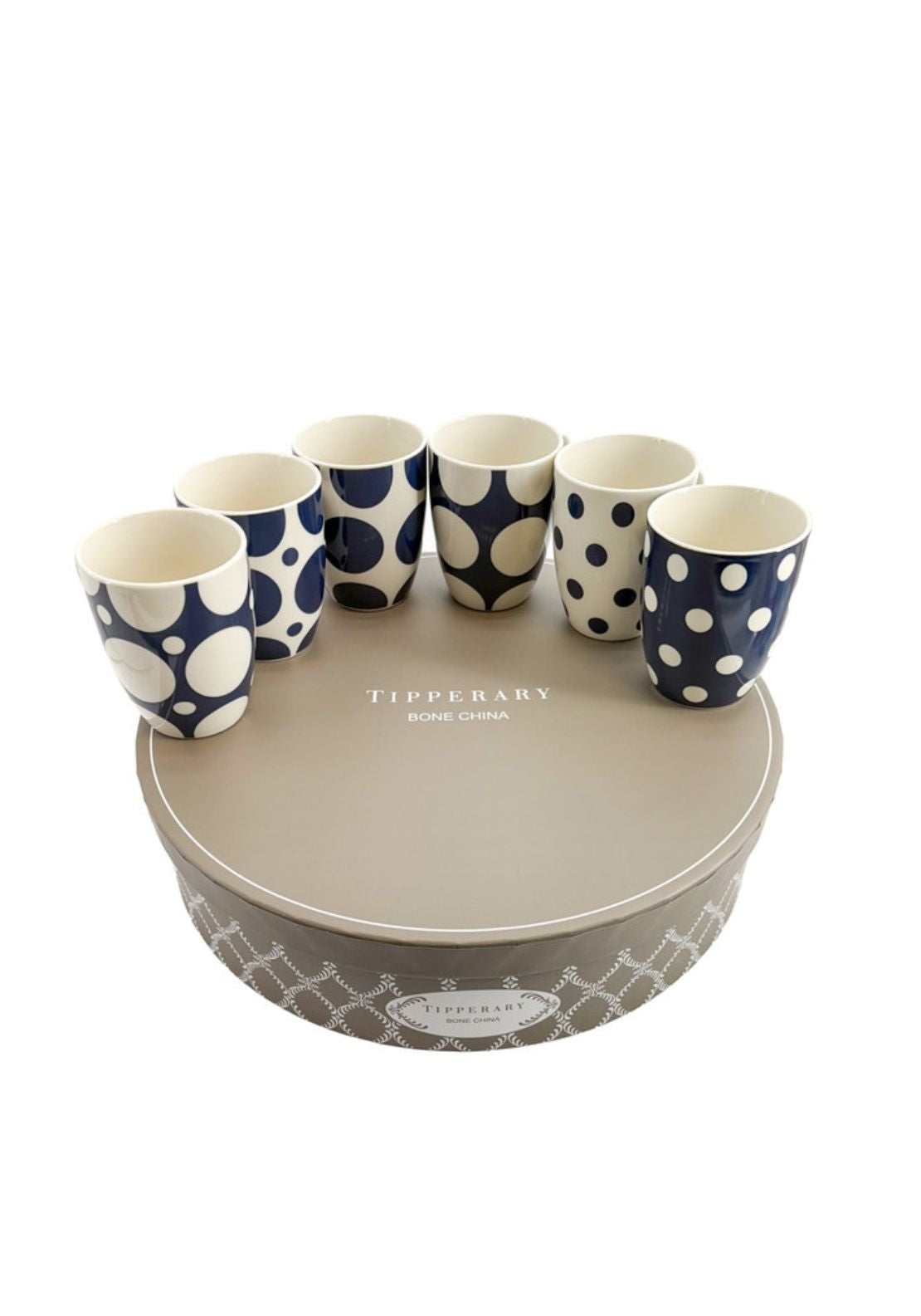 Polka Dot Mugs Set of 6 - Navy Spot