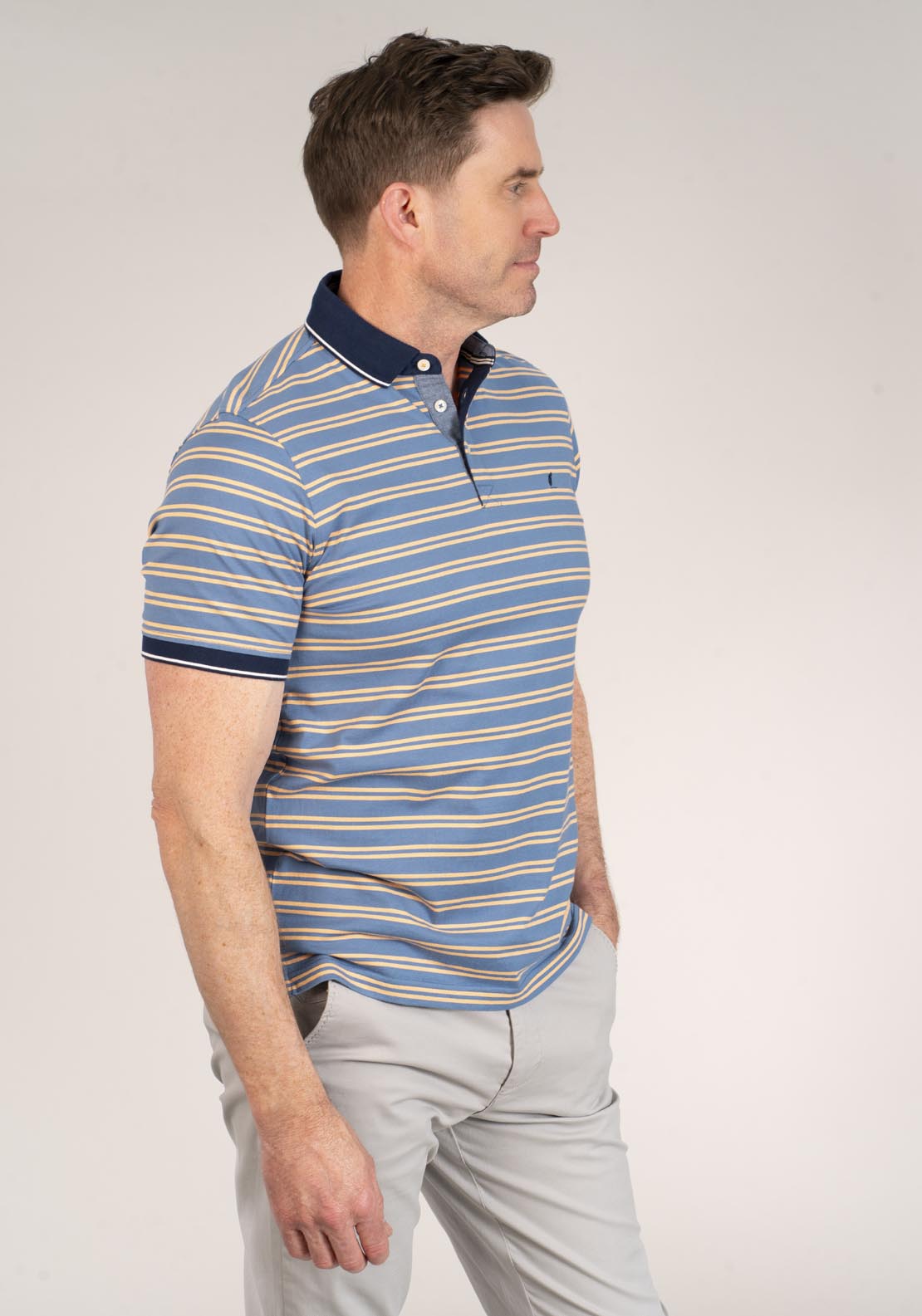Yeats 2-Button Polo Shirt - Airforced Blue 3 Shaws Department Stores