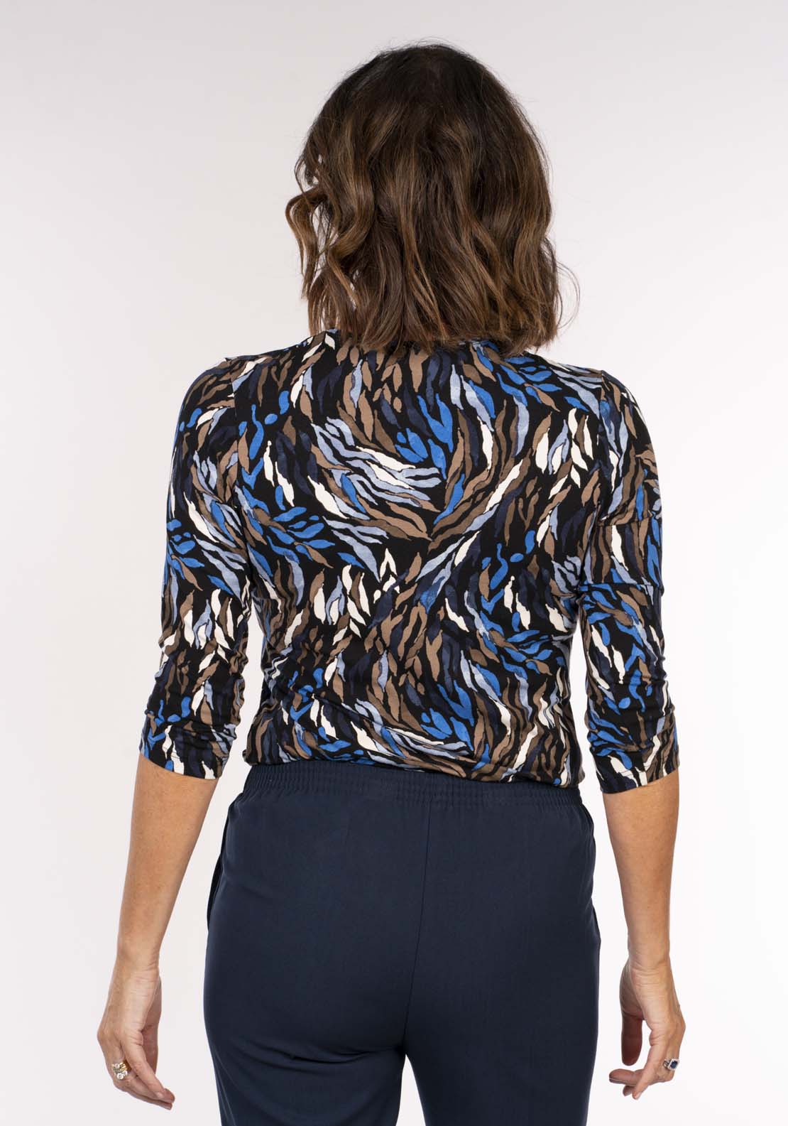 Tea Lane Crew Neck Viscose Print Top - Blue Jeans 6 Shaws Department Stores