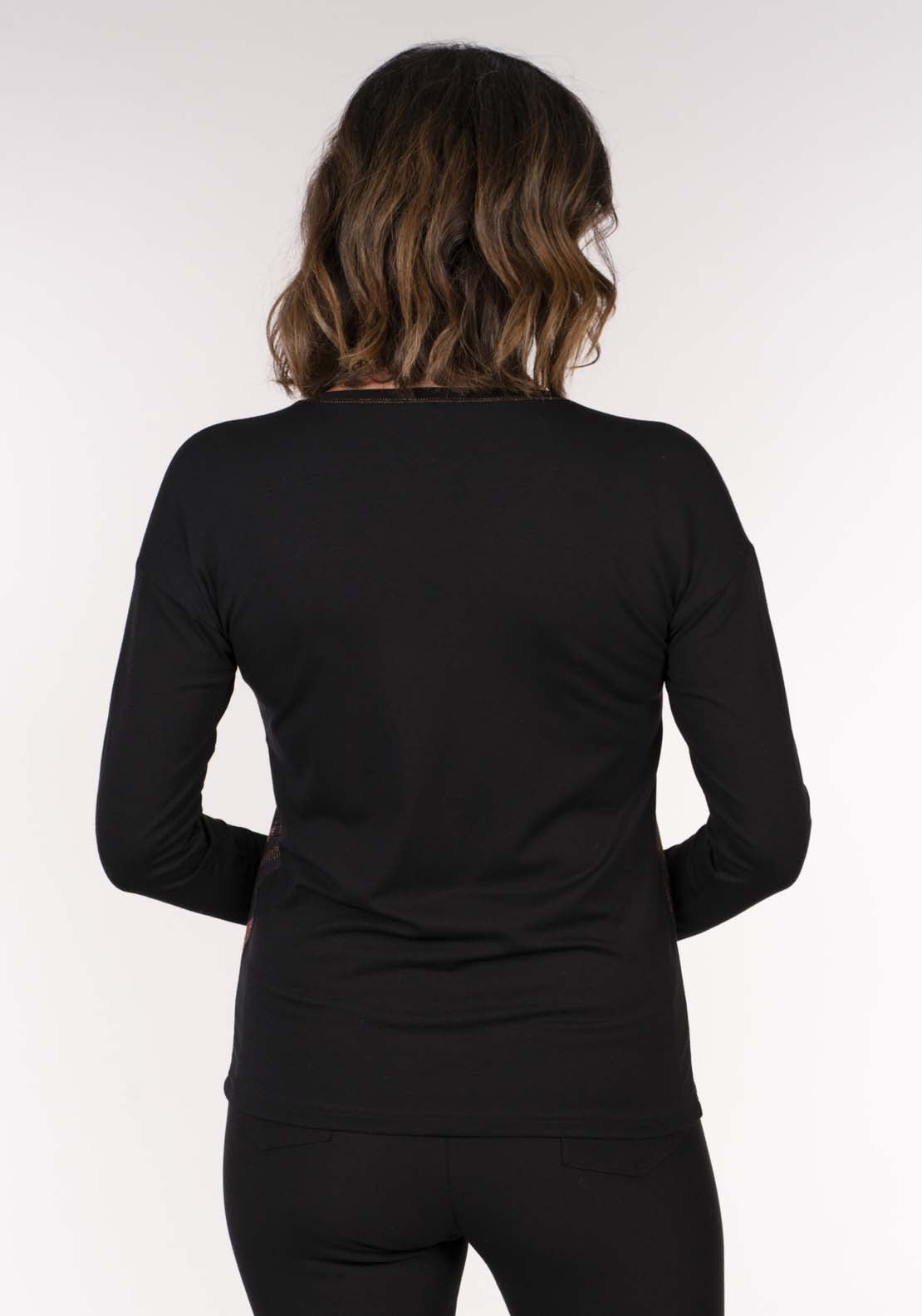 Tea Lane Print Diamante Top - Black 6 Shaws Department Stores