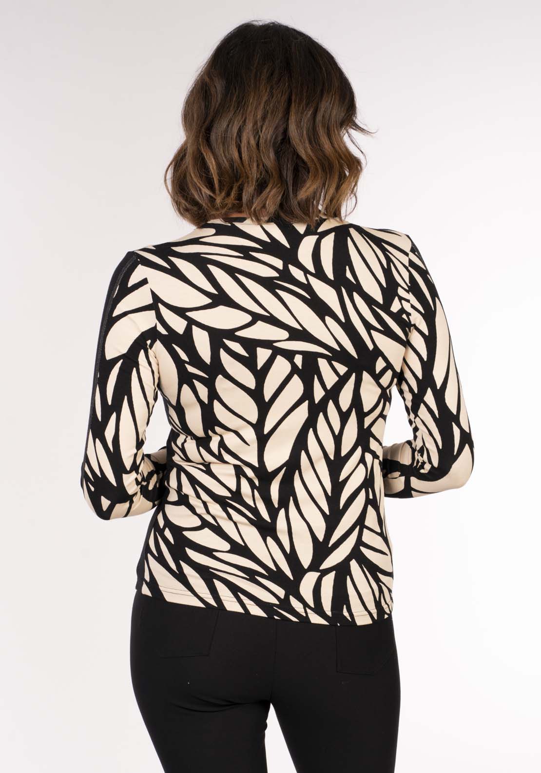 Tea Lane Mesh Neck Print Top - Black 5 Shaws Department Stores