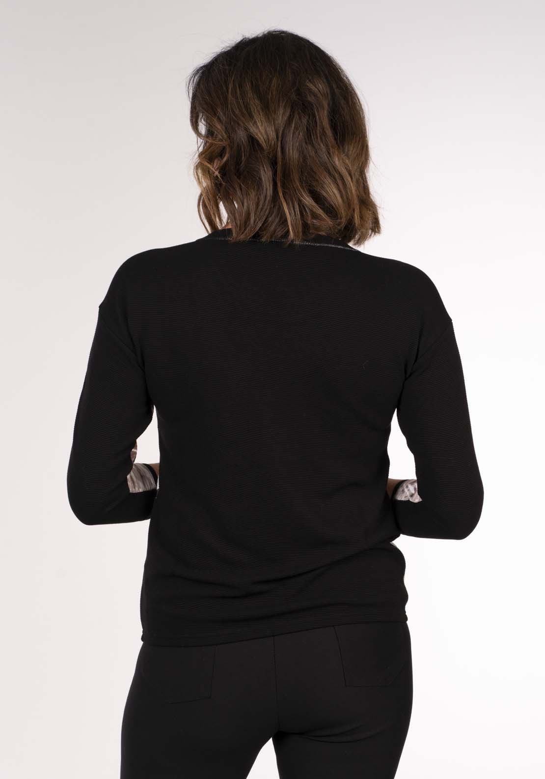 Tea Lane Print Top Plain Back - Black 3 Shaws Department Stores