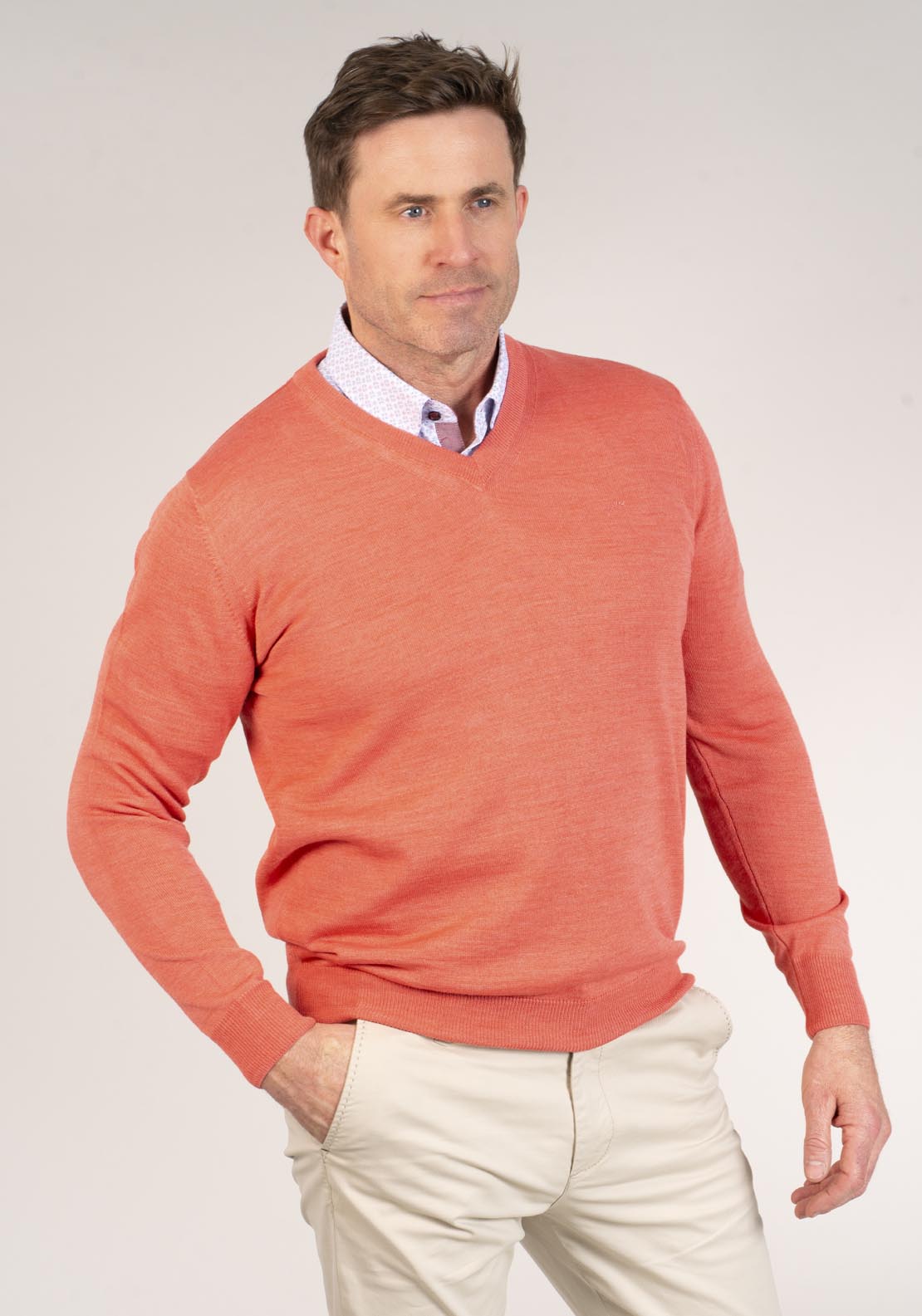 Yeats 100% Cotton V-Neck Knit - Red 4 Shaws Department Stores