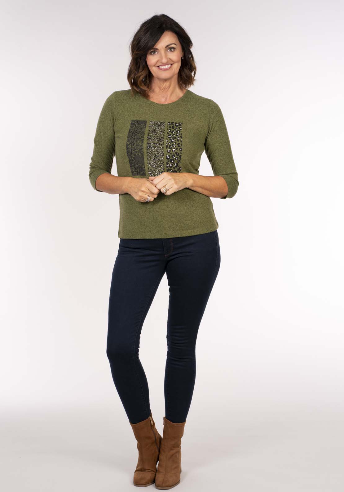 Tea Lane Animal Print Top - Green 5 Shaws Department Stores