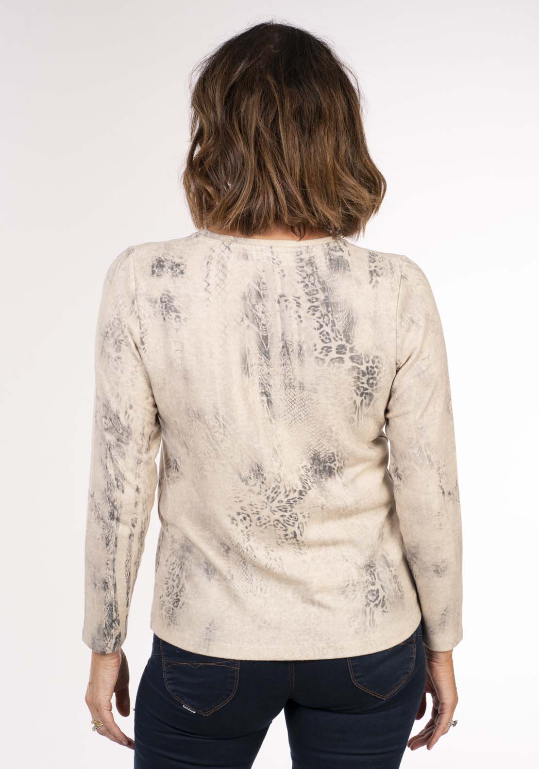 Tea Lane Fractured Print Top - Beige Marl 5 Shaws Department Stores