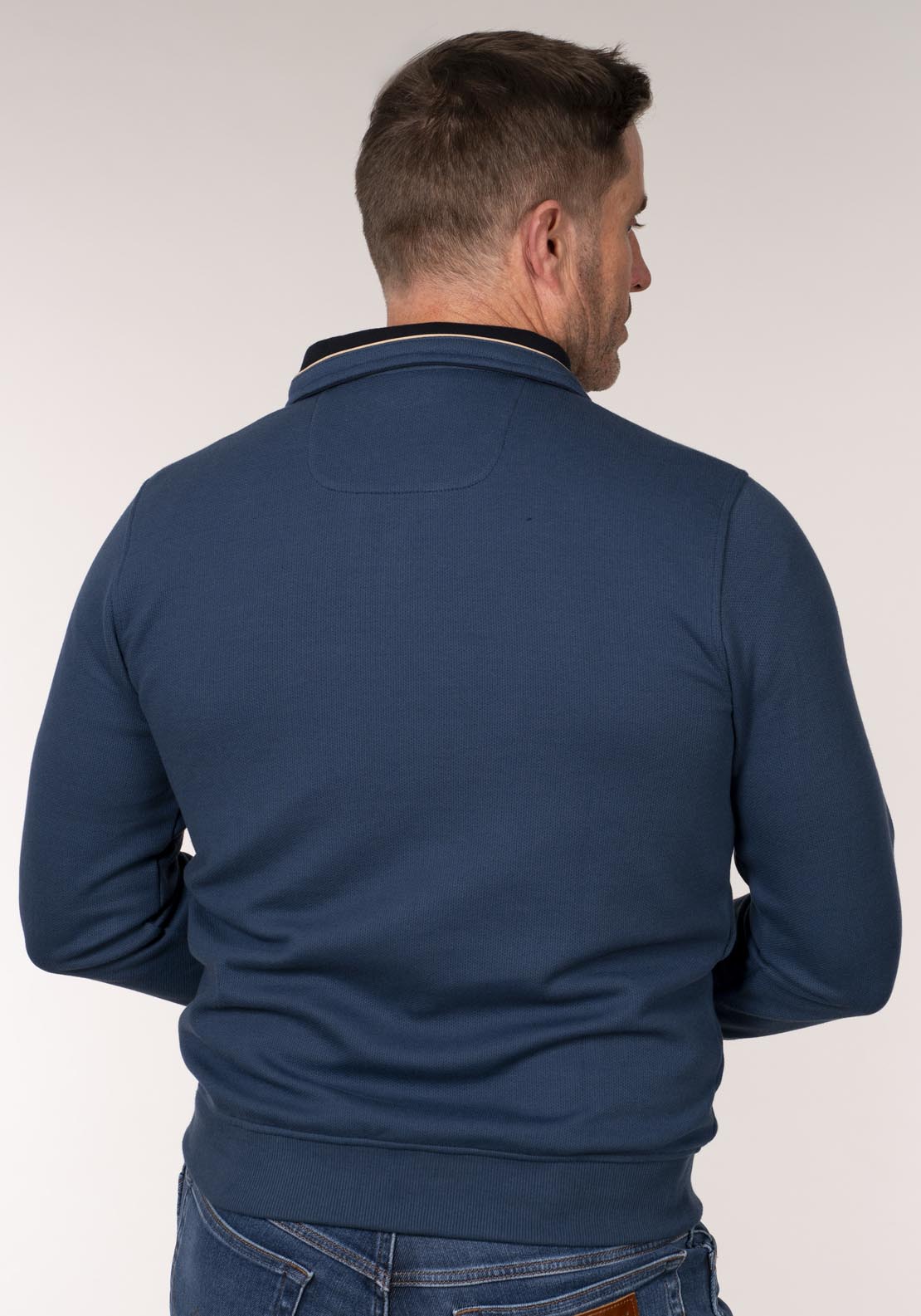Yeats 1/2 Zip Neck Sweatshirt - Blue 2 Shaws Department Stores